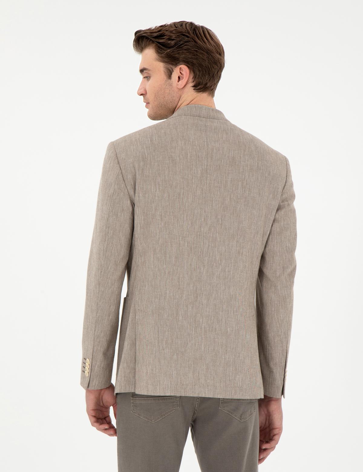 Açık Kahverengi Ex. Slim Fit Keten Karışımlı Ceket - 50304101137
