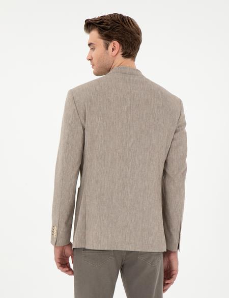 Açık Kahverengi Ex. Slim Fit Keten Karışımlı Ceket - 50304101137