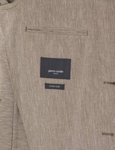 Açık Kahverengi Ex. Slim Fit Keten Karışımlı Ceket