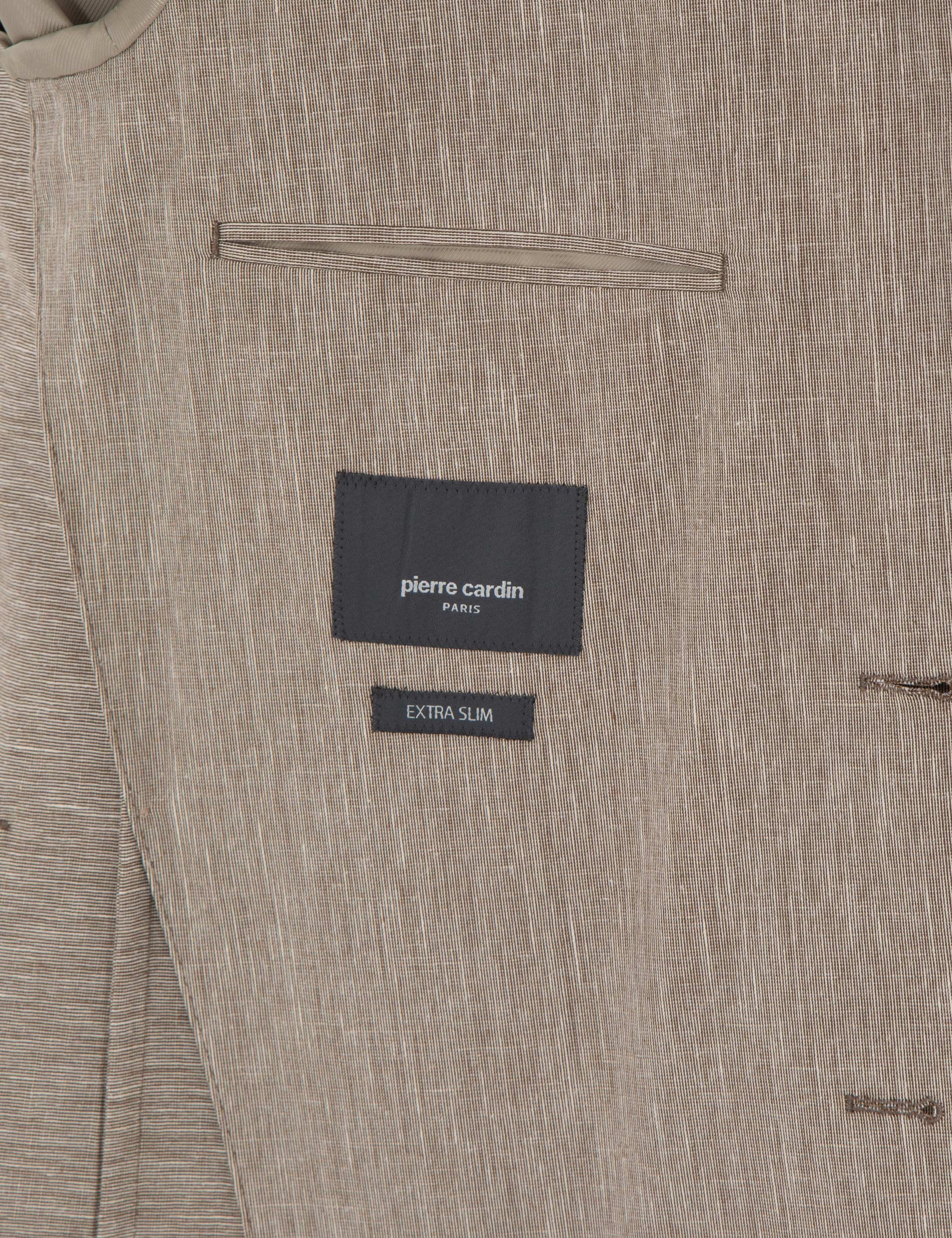 Açık Kahverengi Ex. Slim Fit Keten Karışımlı Ceket