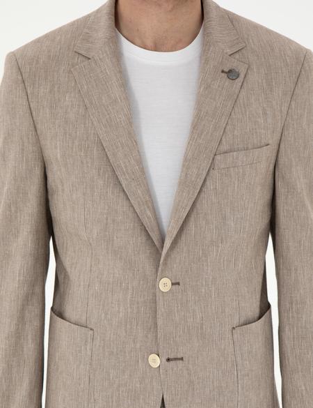 Açık Kahverengi Ex. Slim Fit Keten Karışımlı Ceket - 50304101137