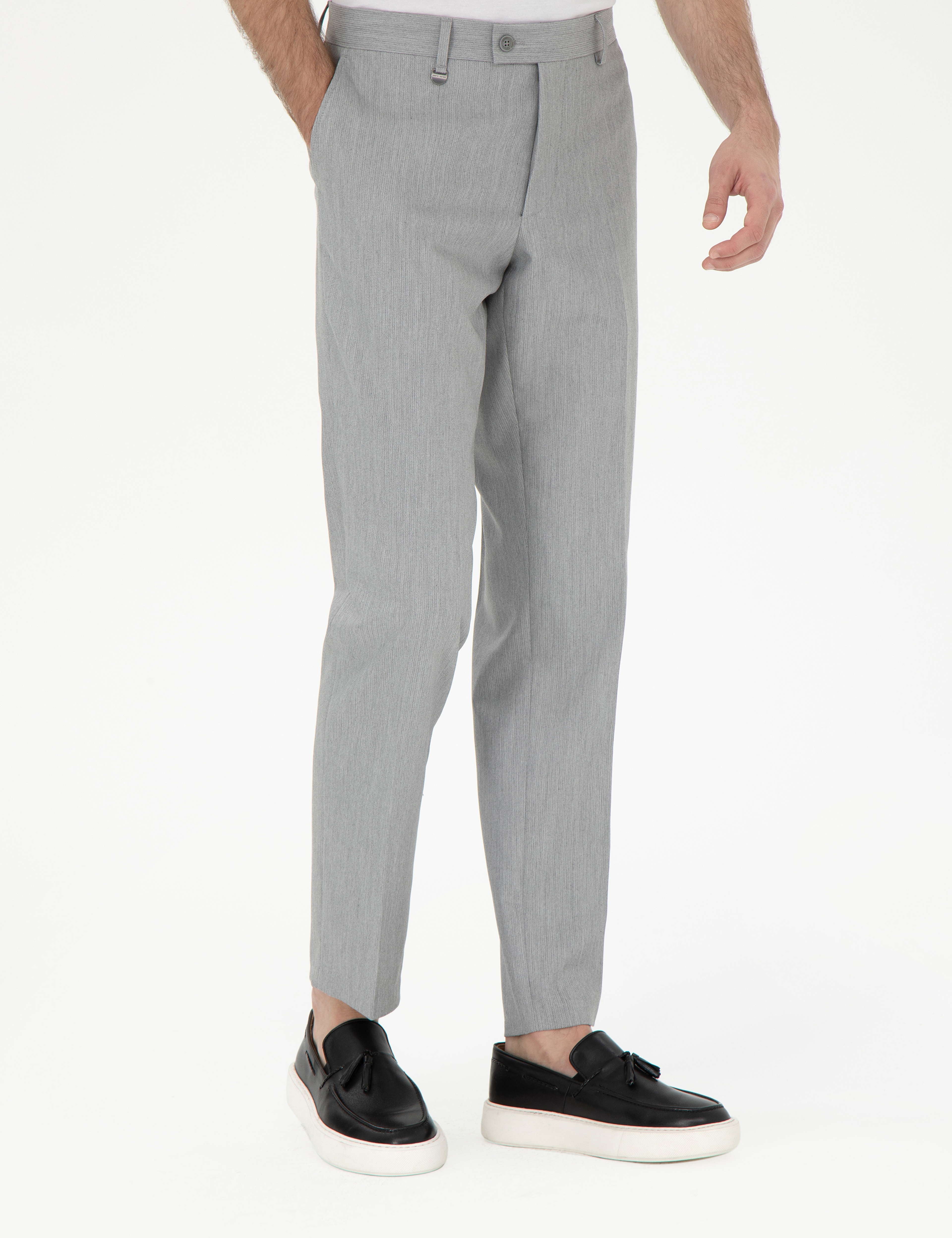 Gri Slim Fit Kumaş Pantolon - Image 2