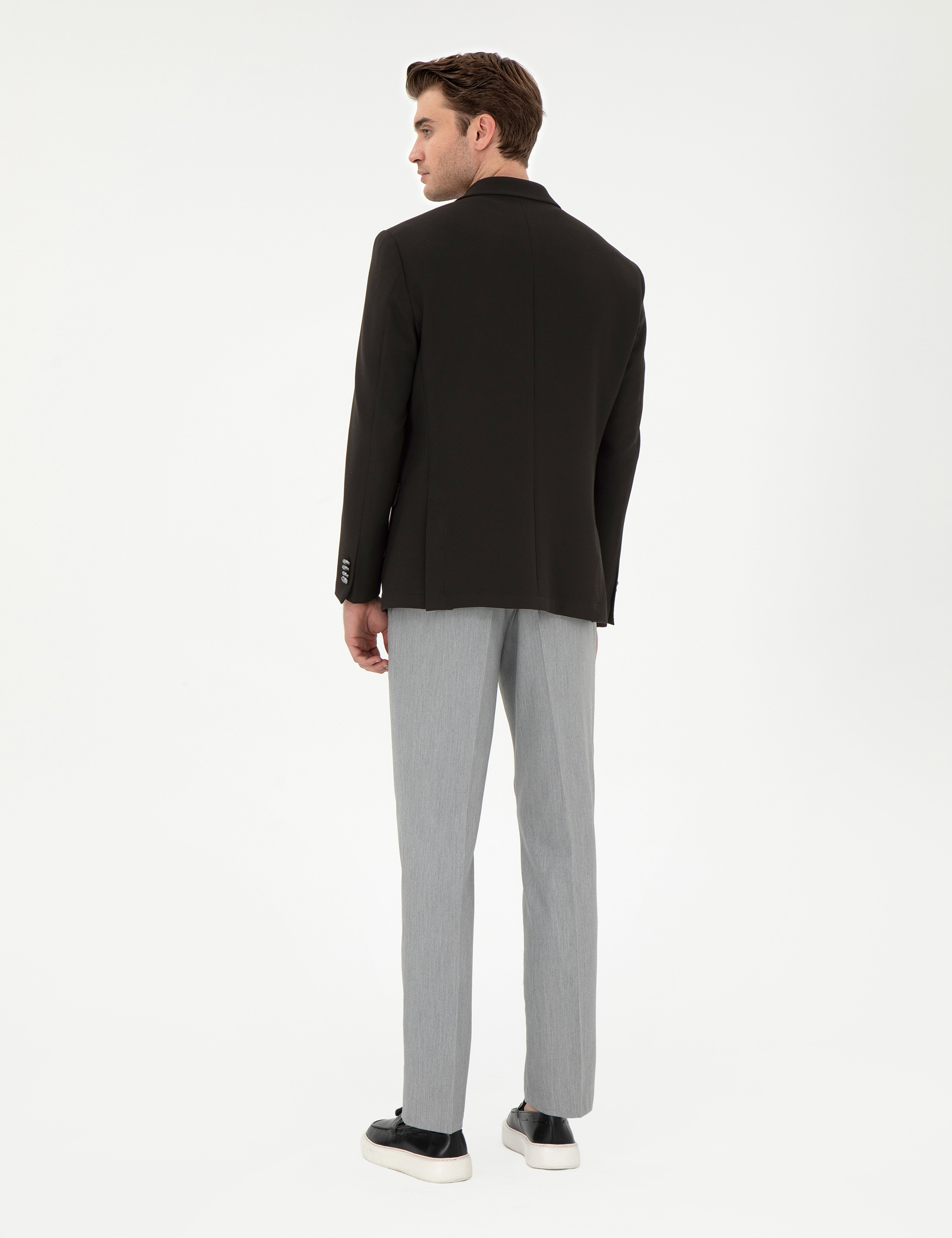 Gri Slim Fit Kumaş Pantolon - Image 4