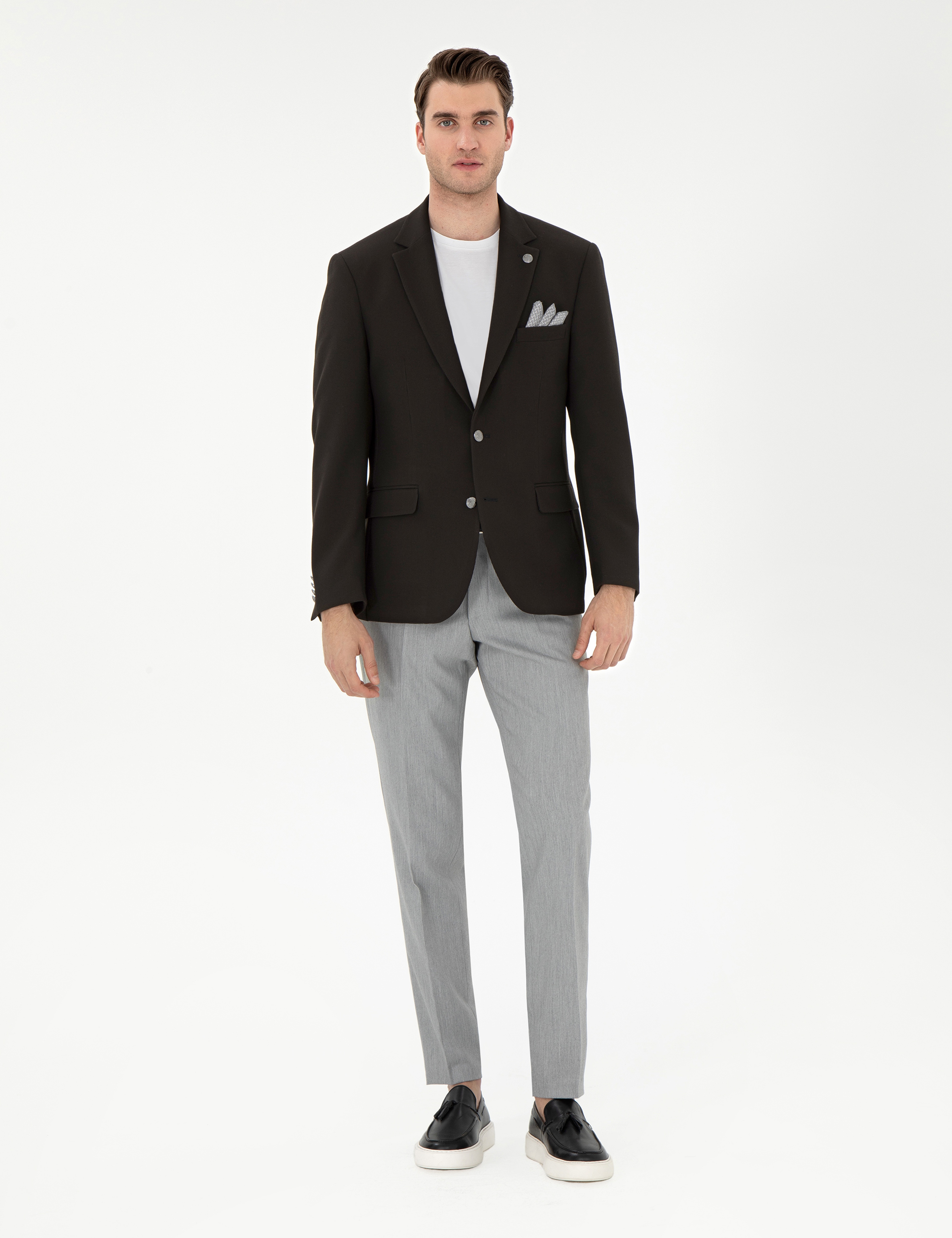 Gri Slim Fit Kumaş Pantolon
