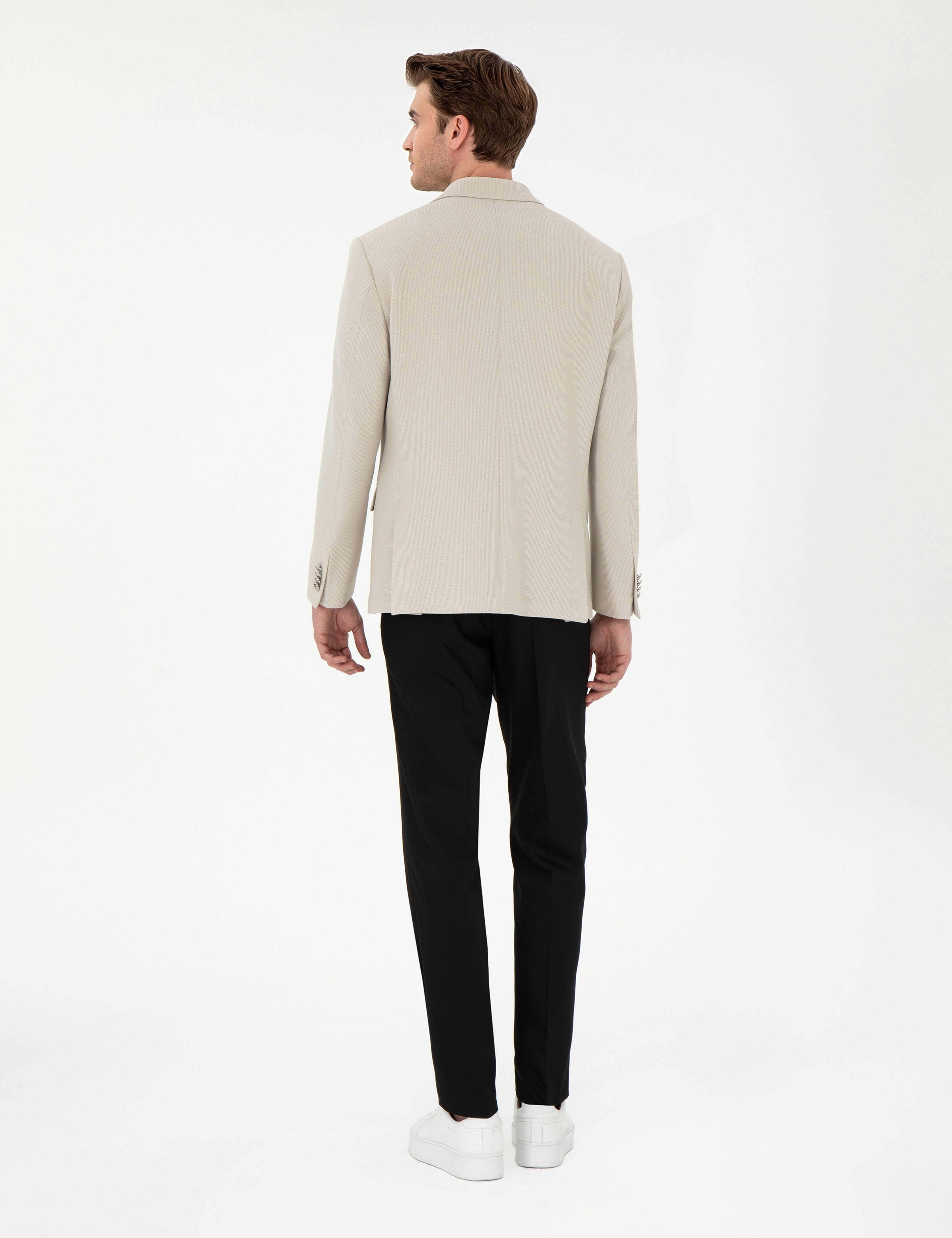 Siyah Slim Fit Kumaş Pantolon - Image 4