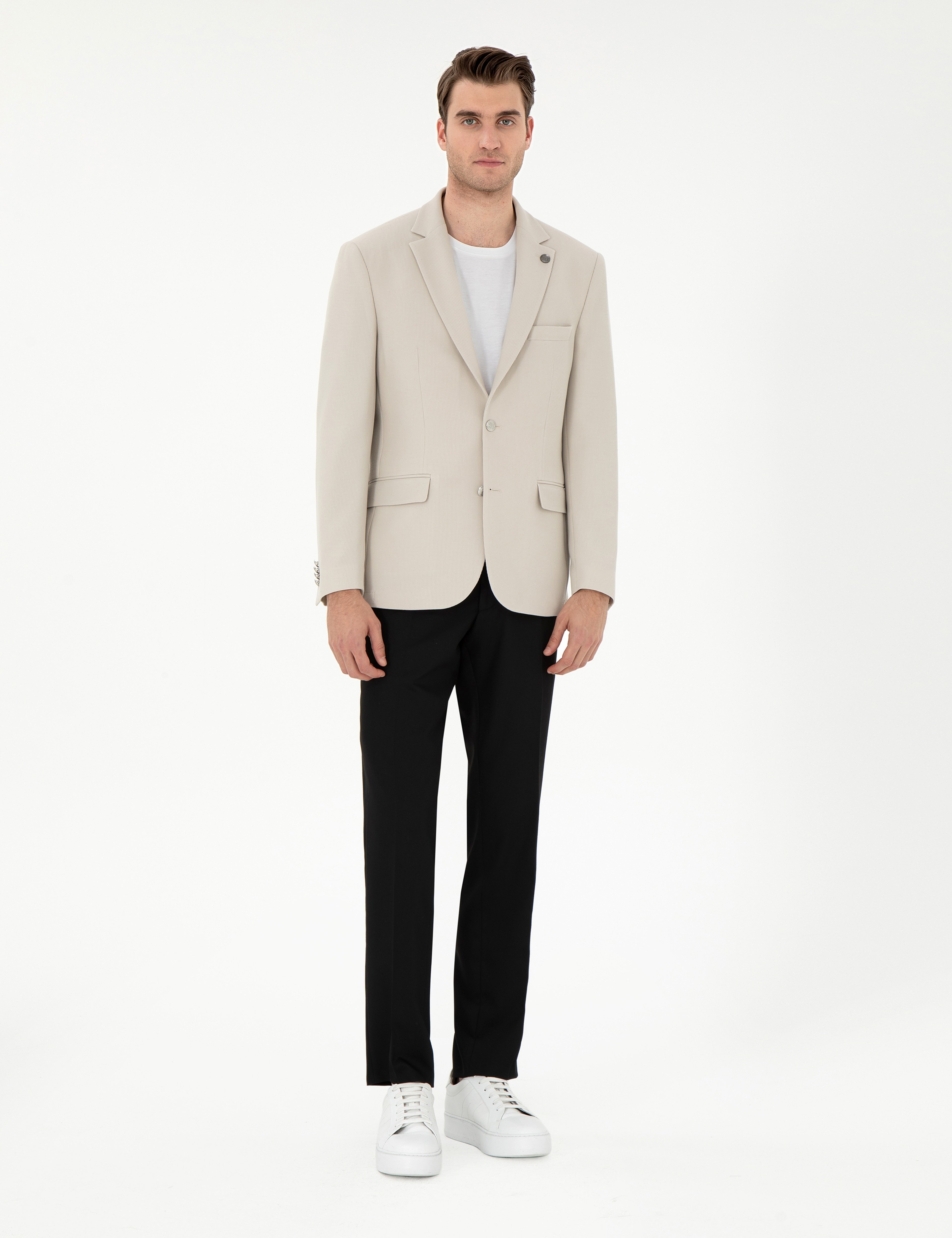 Siyah Slim Fit Kumaş Pantolon - Image 1