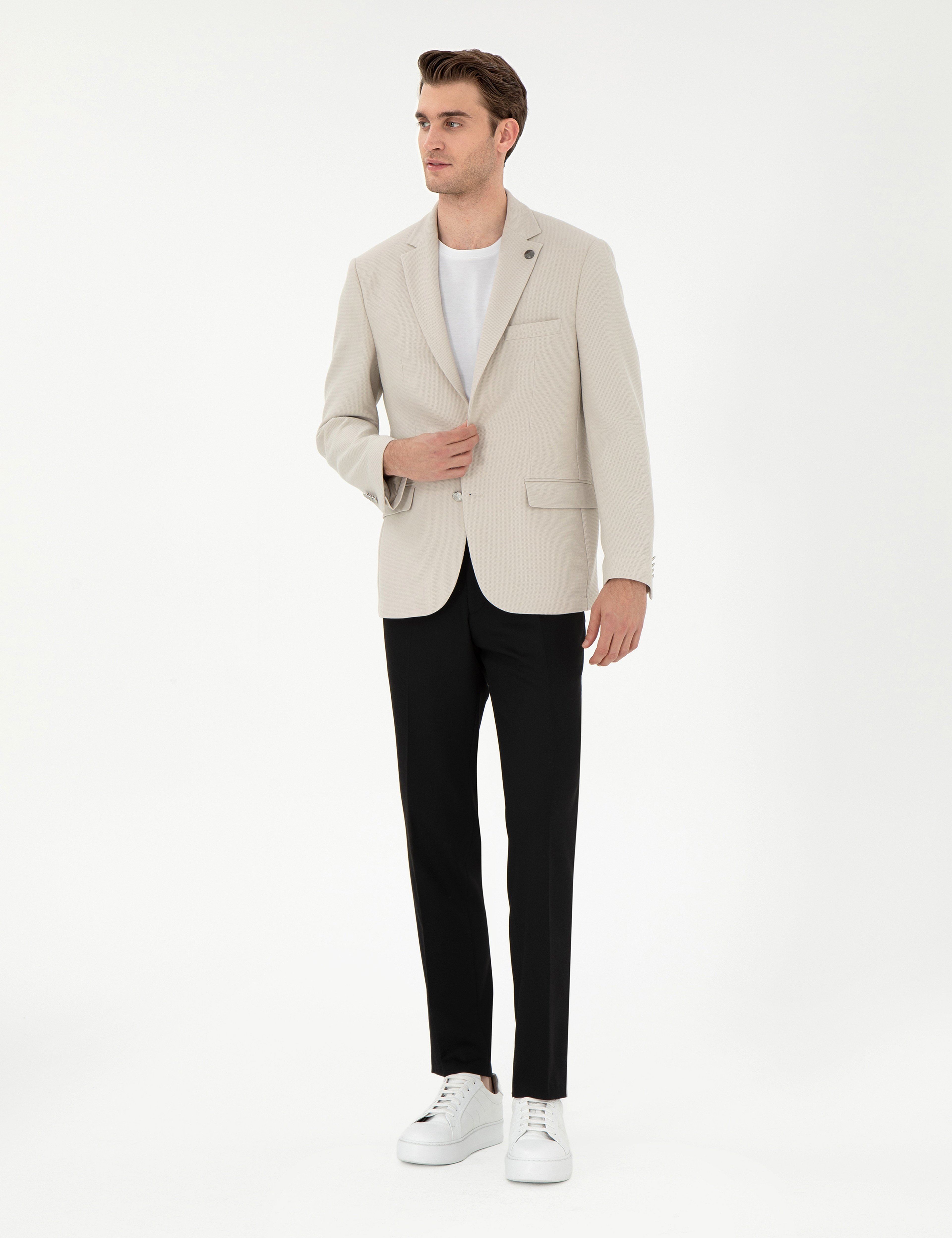 Siyah Slim Fit Kumaş Pantolon - Image 3