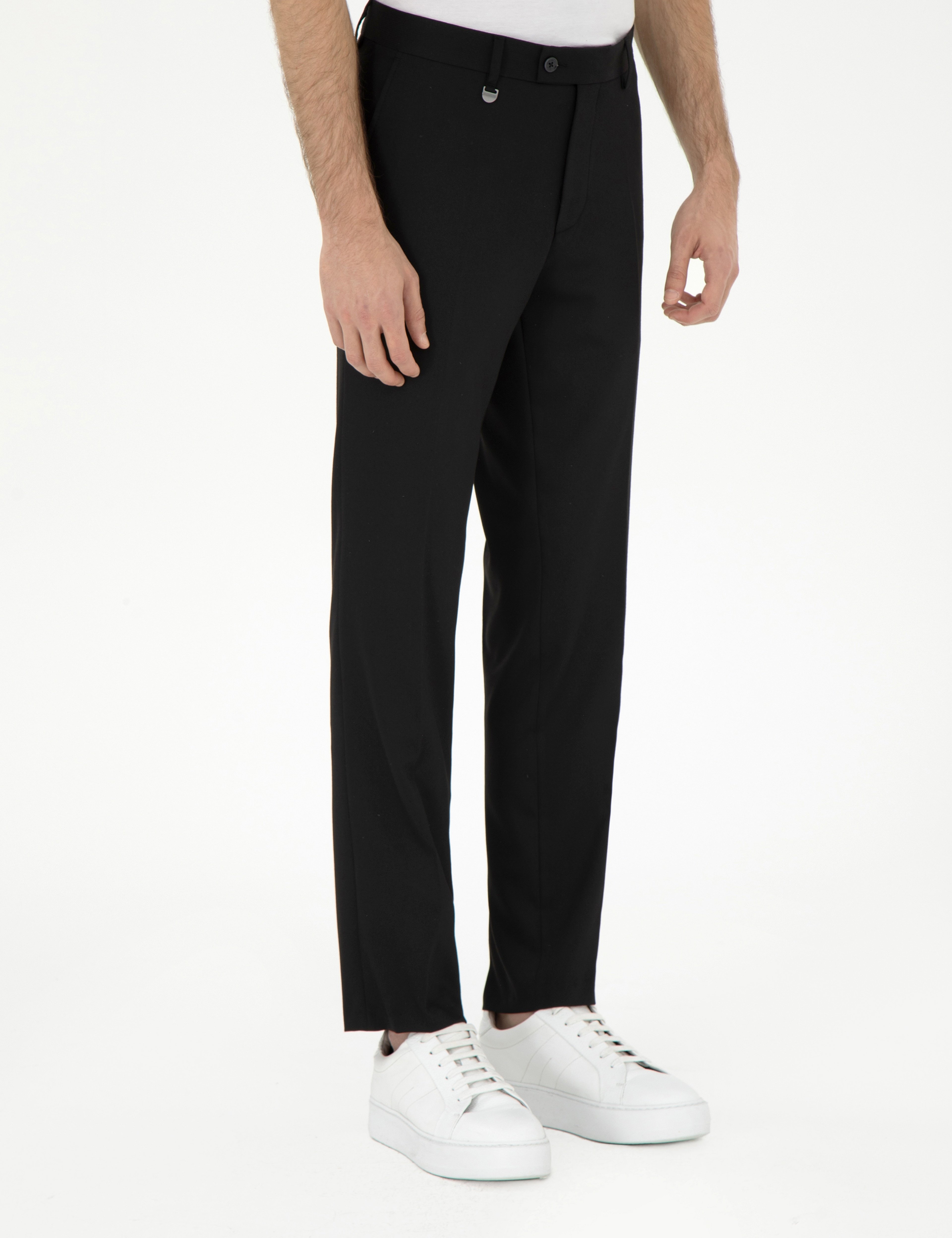 Siyah Slim Fit Kumaş Pantolon - Image 2