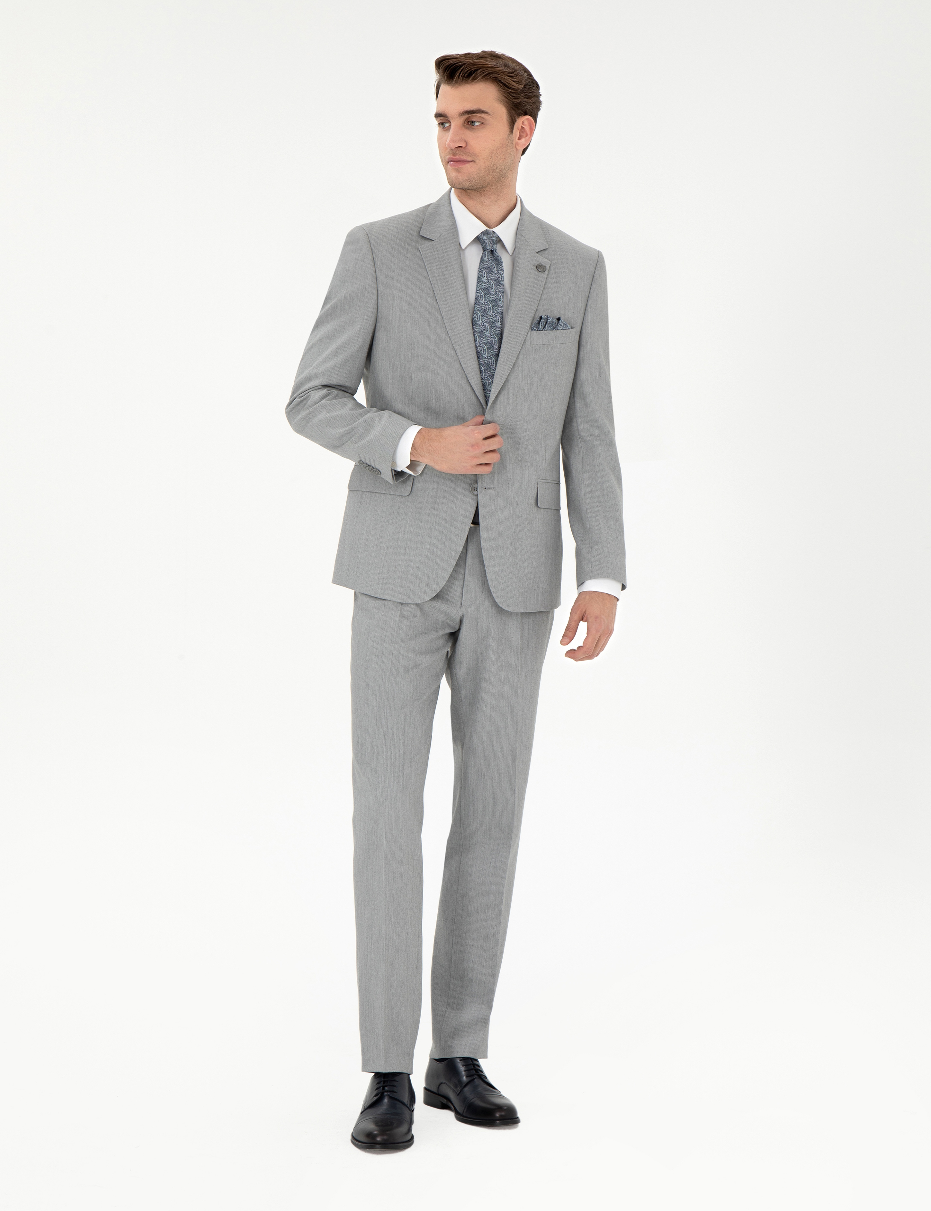 Gri Slim Fit Takım Elbise - Image 1