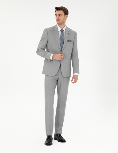 Gri Slim Fit Takım Elbise