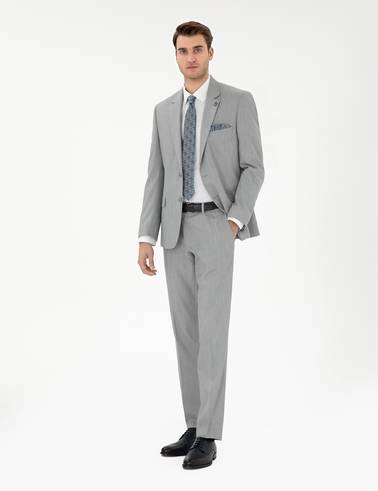 Gri Slim Fit Takım Elbise