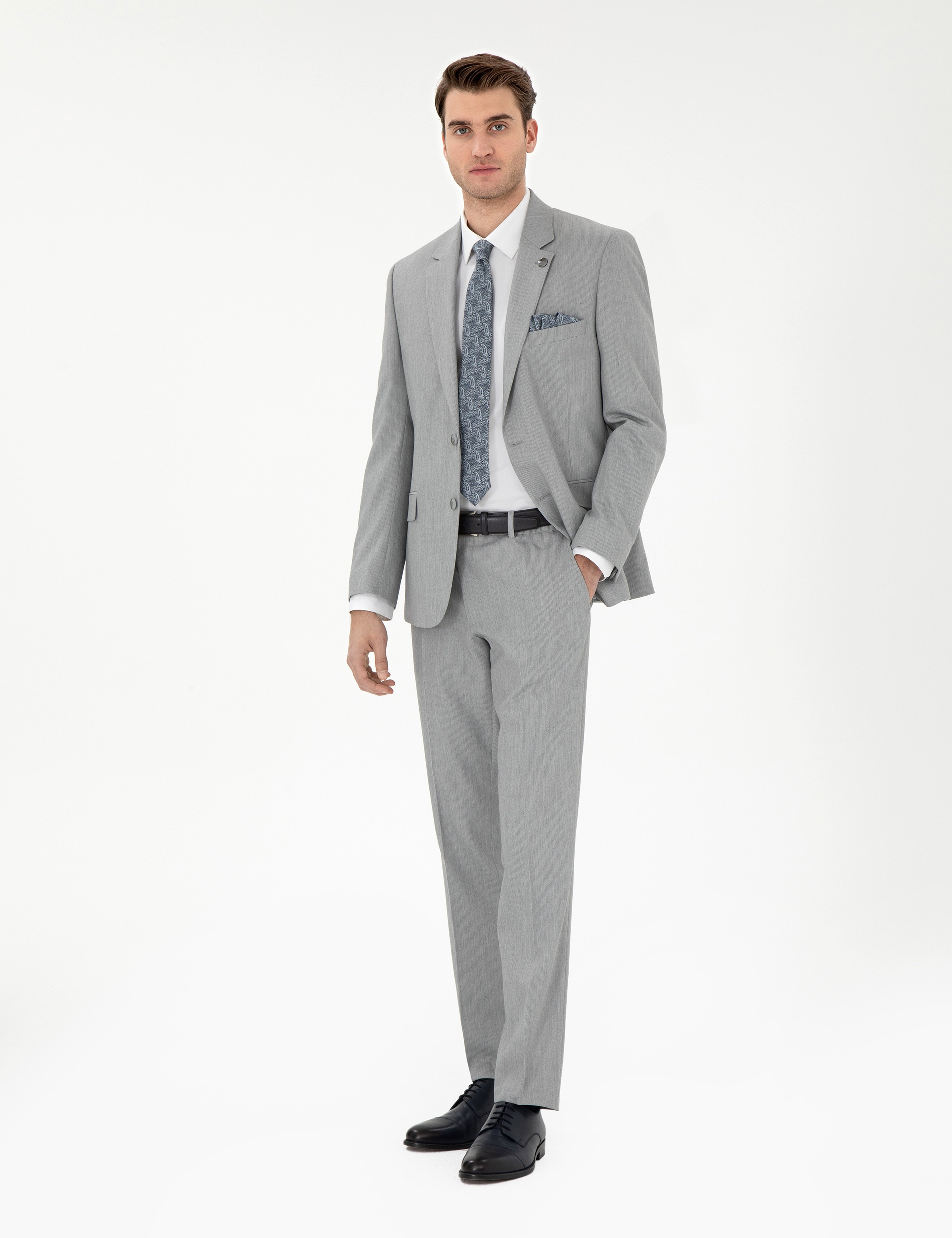Gri Slim Fit Takım Elbise - Image 4