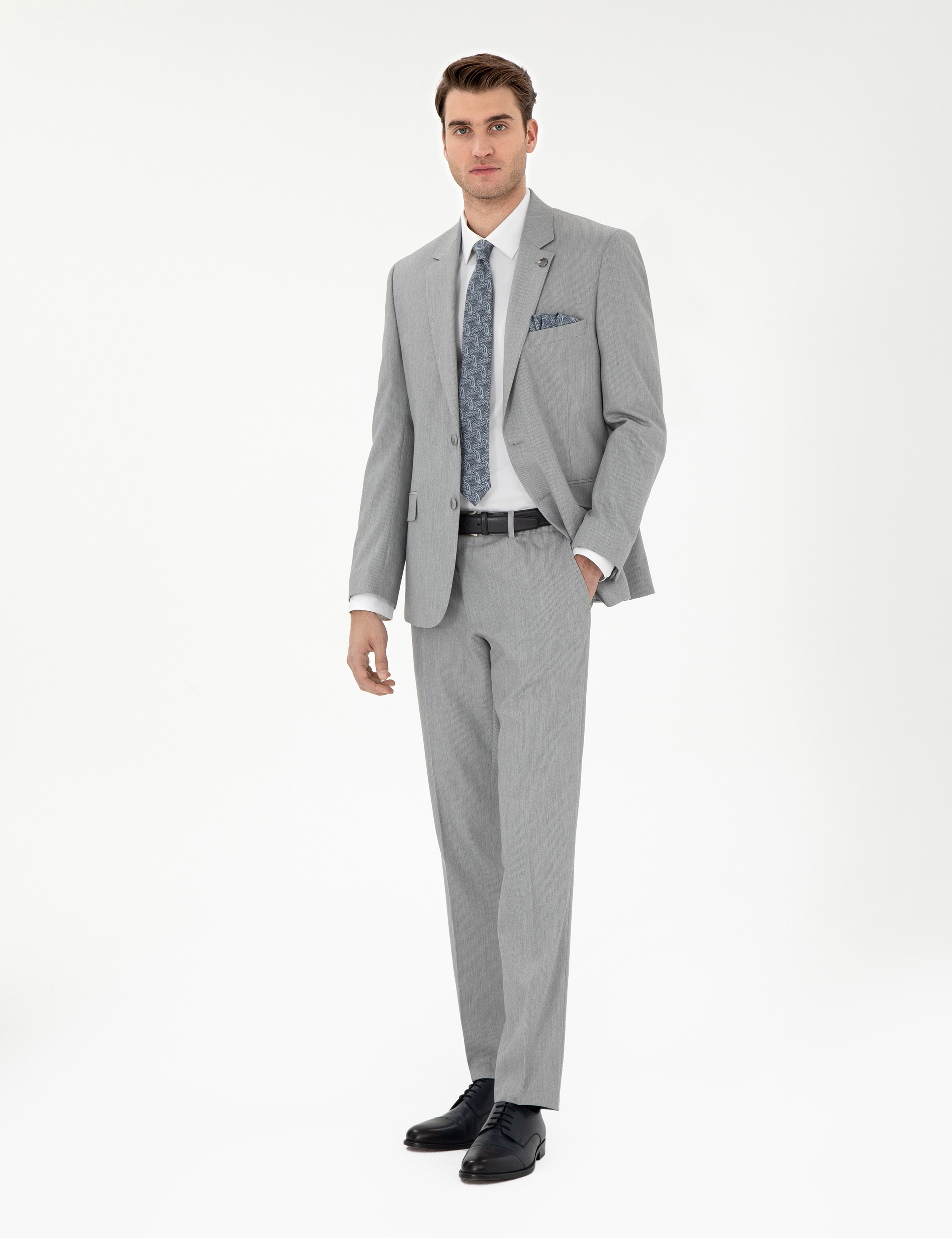 Gri Slim Fit Takım Elbise