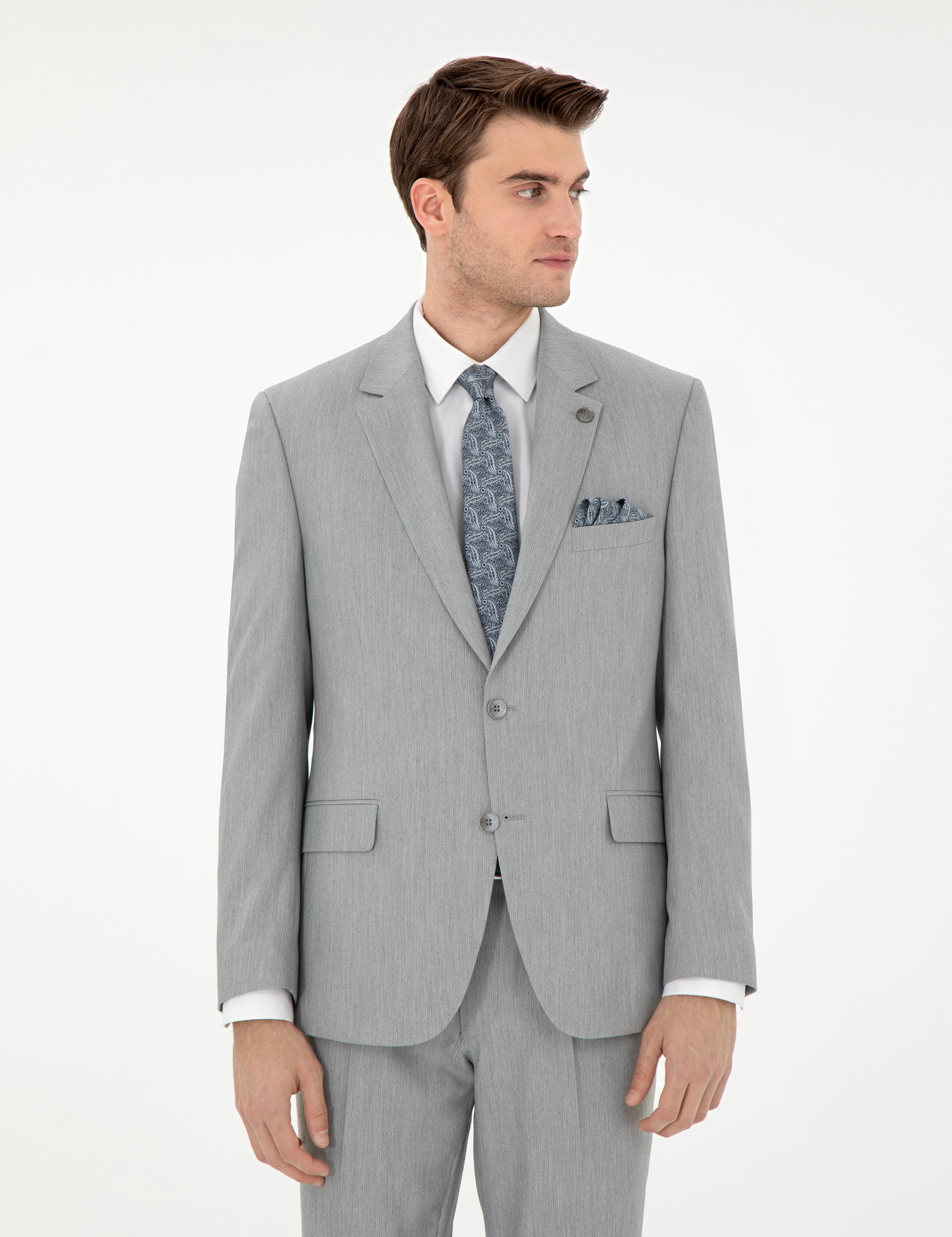Gri Slim Fit Takım Elbise - Image 3