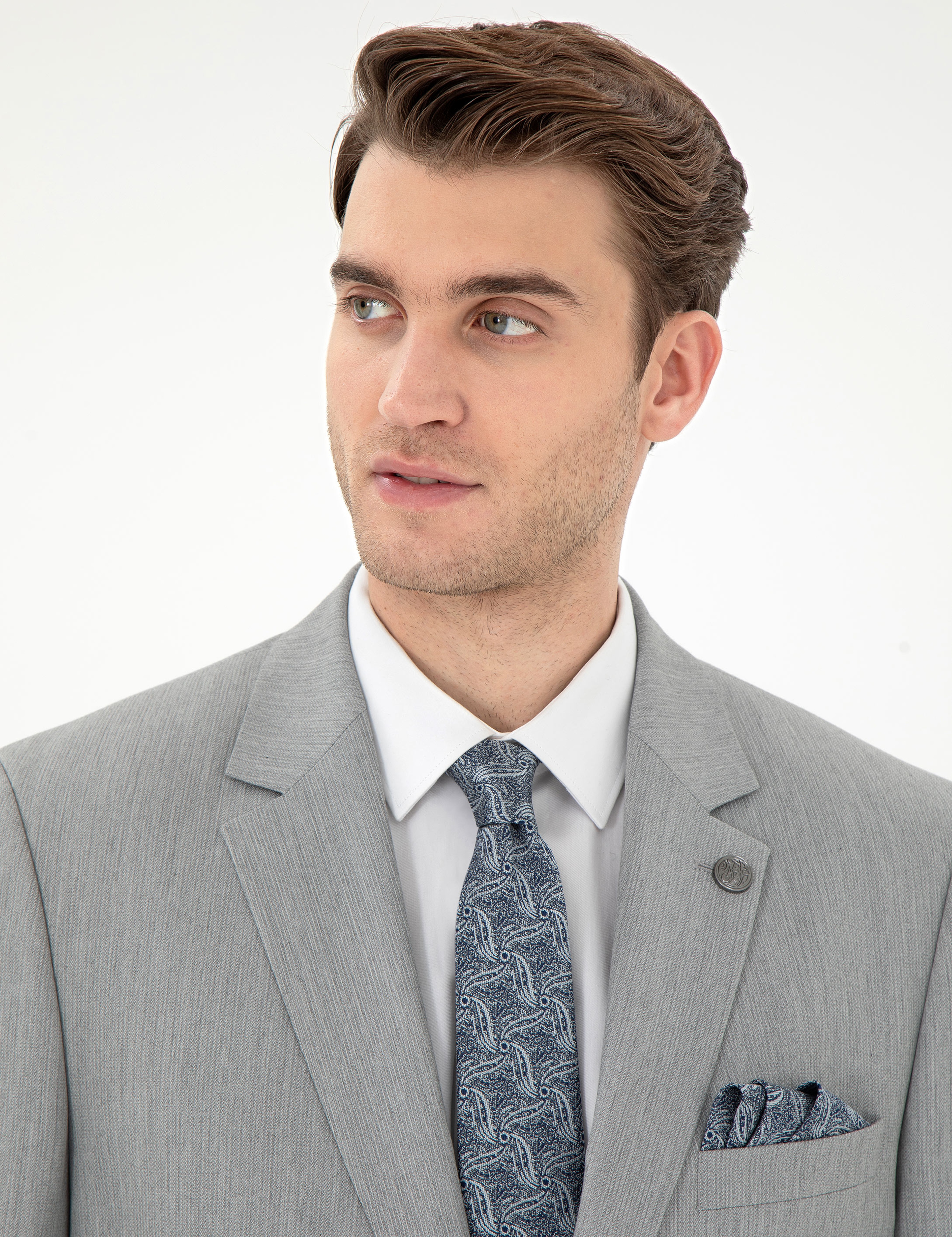 Gri Slim Fit Takım Elbise - Image 2