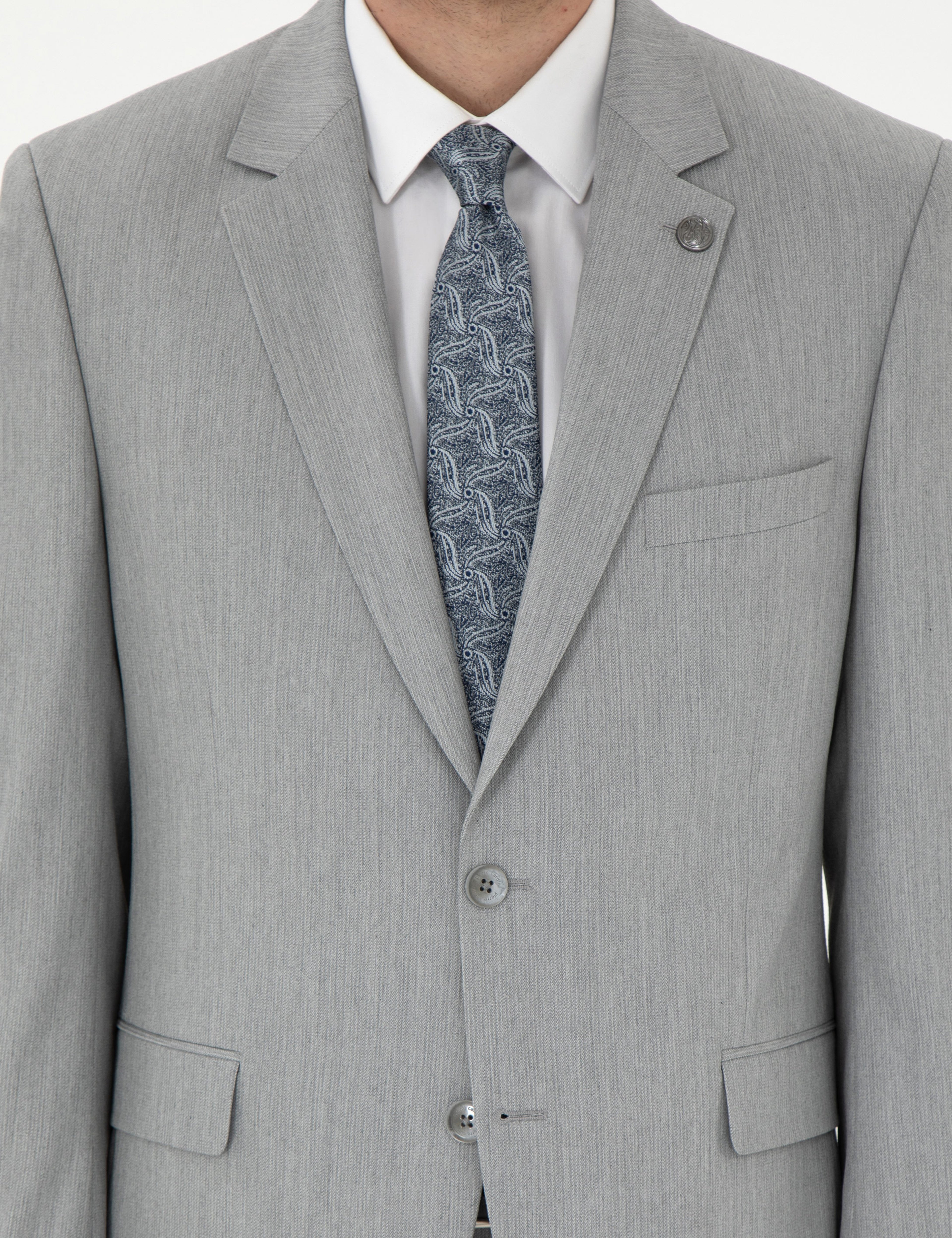 Gri Slim Fit Takım Elbise