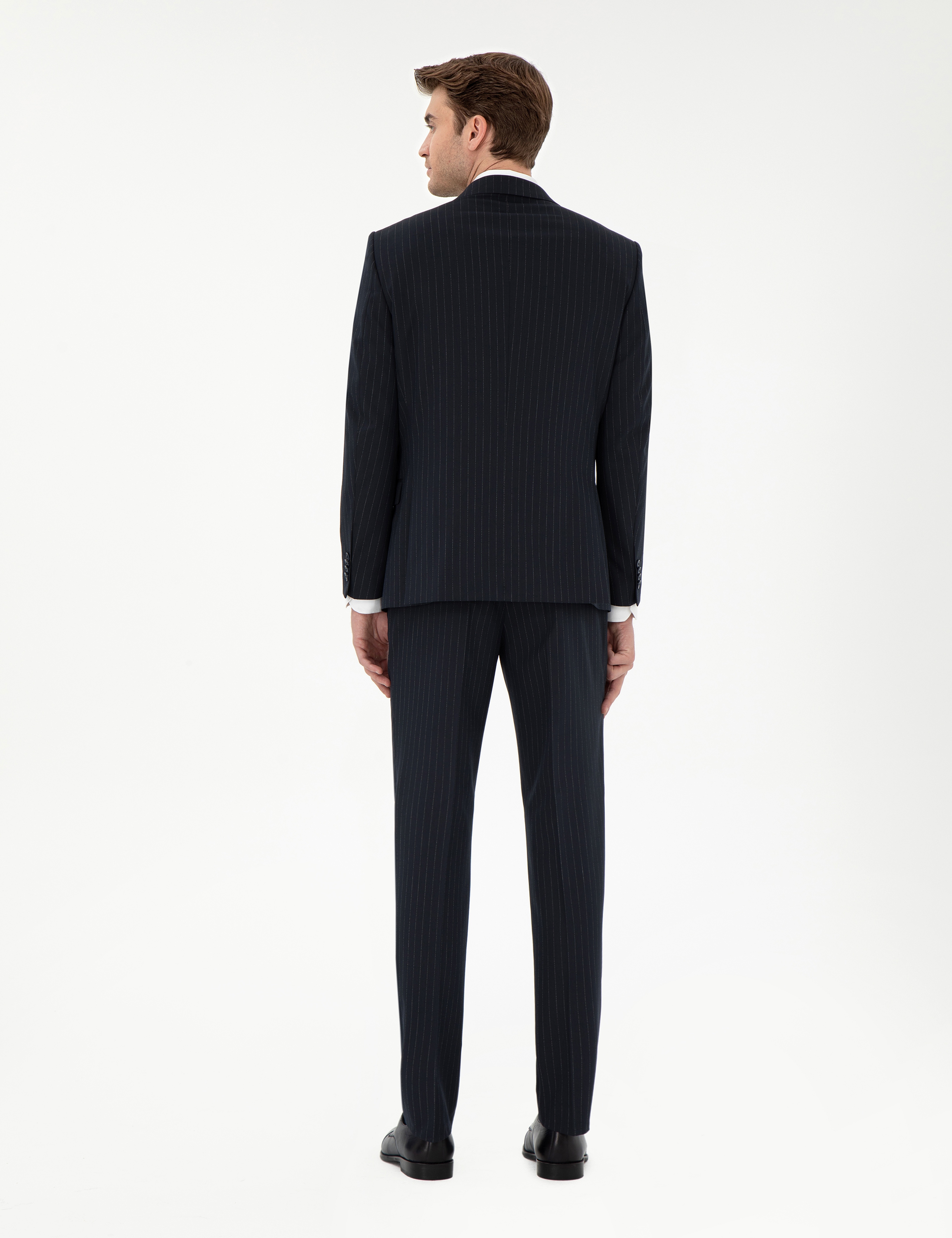 Lacivert Extra Slim Fit Çizgili Takım Elbise