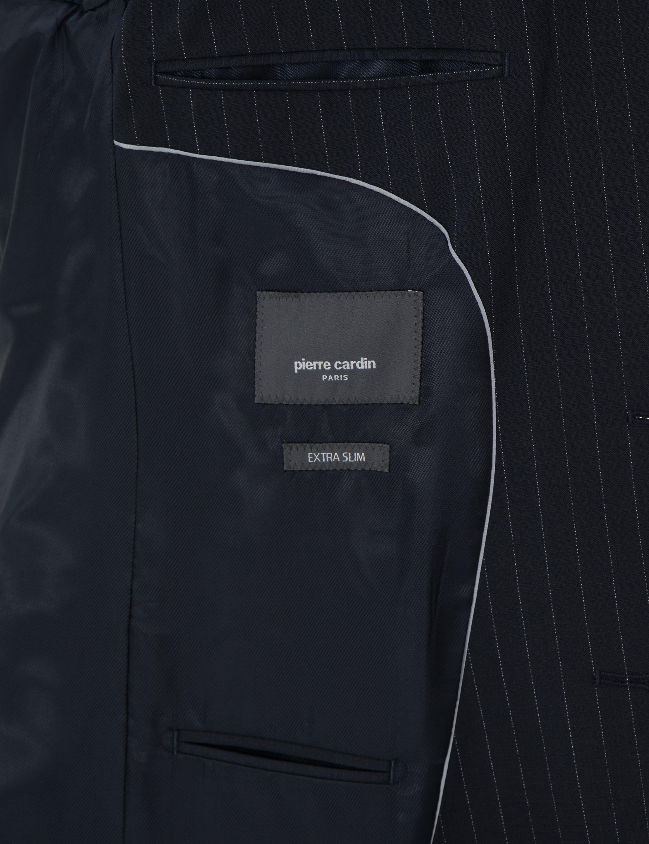 Lacivert Ex. Slim Fit Çizgili Takım Elbise