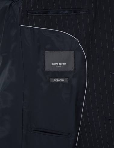 Lacivert Ex. Slim Fit Çizgili Takım Elbise