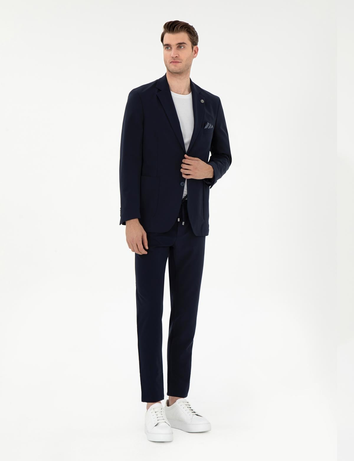 Lacivert Klasik Jogger Pantolon