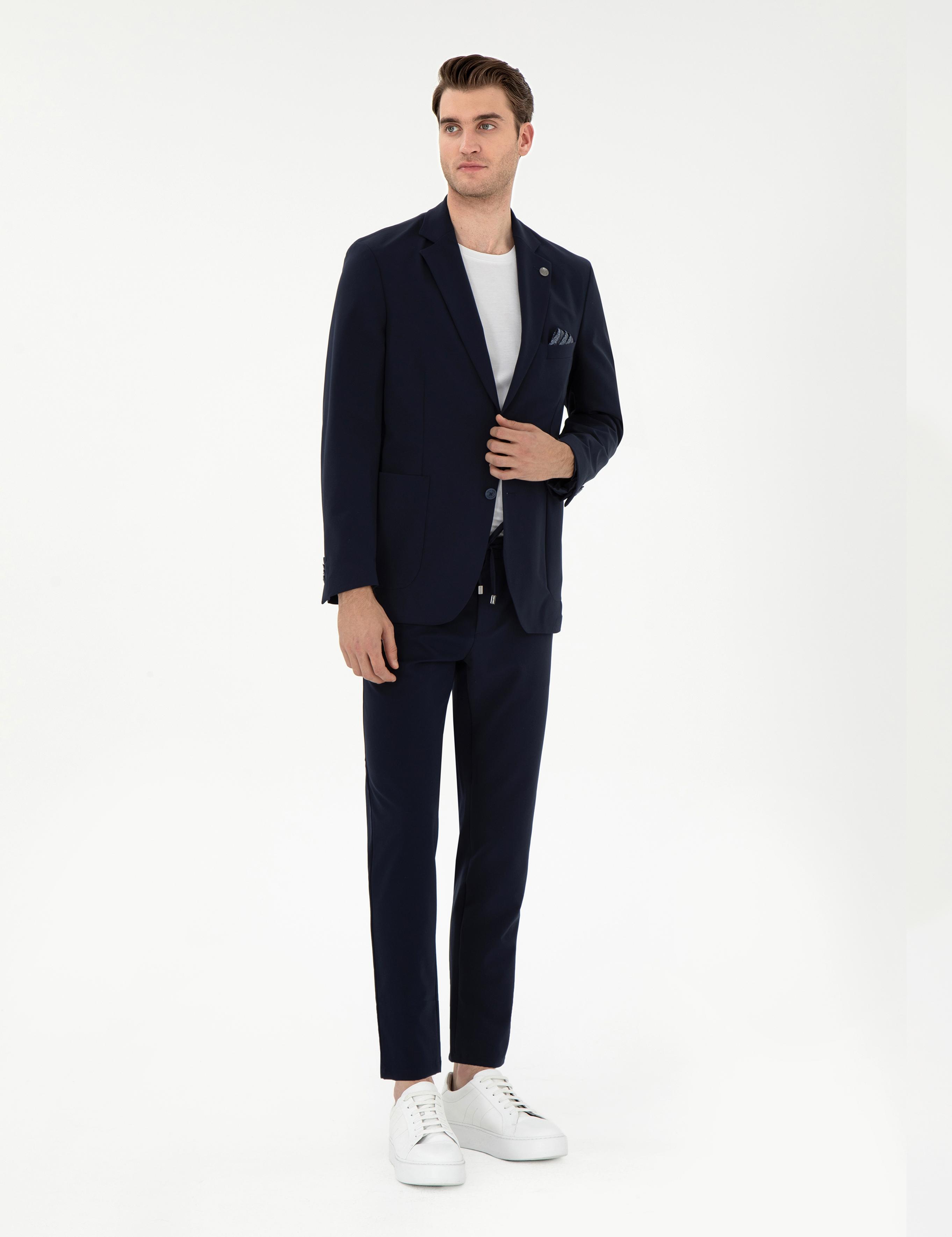 Lacivert Klasik Jogger Pantolon