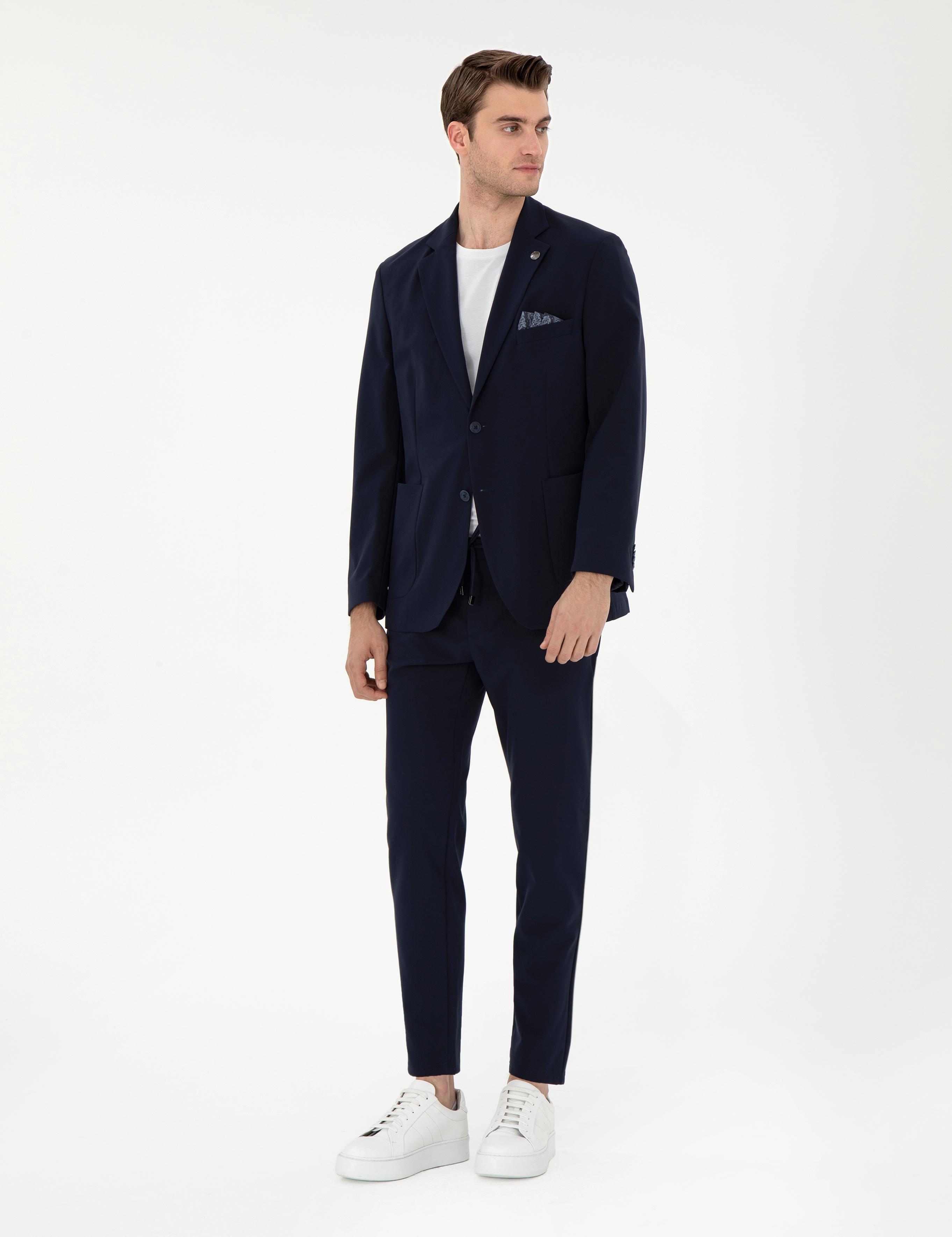 Lacivert Klasik Jogger Pantolon