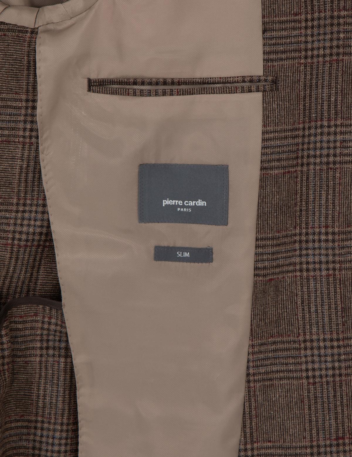 Kahverengi Yün Karışımlı Slim Fit Ceket - 50291933011