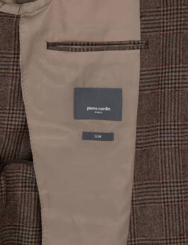Kahverengi Yün Karışımlı Slim Fit Ceket
