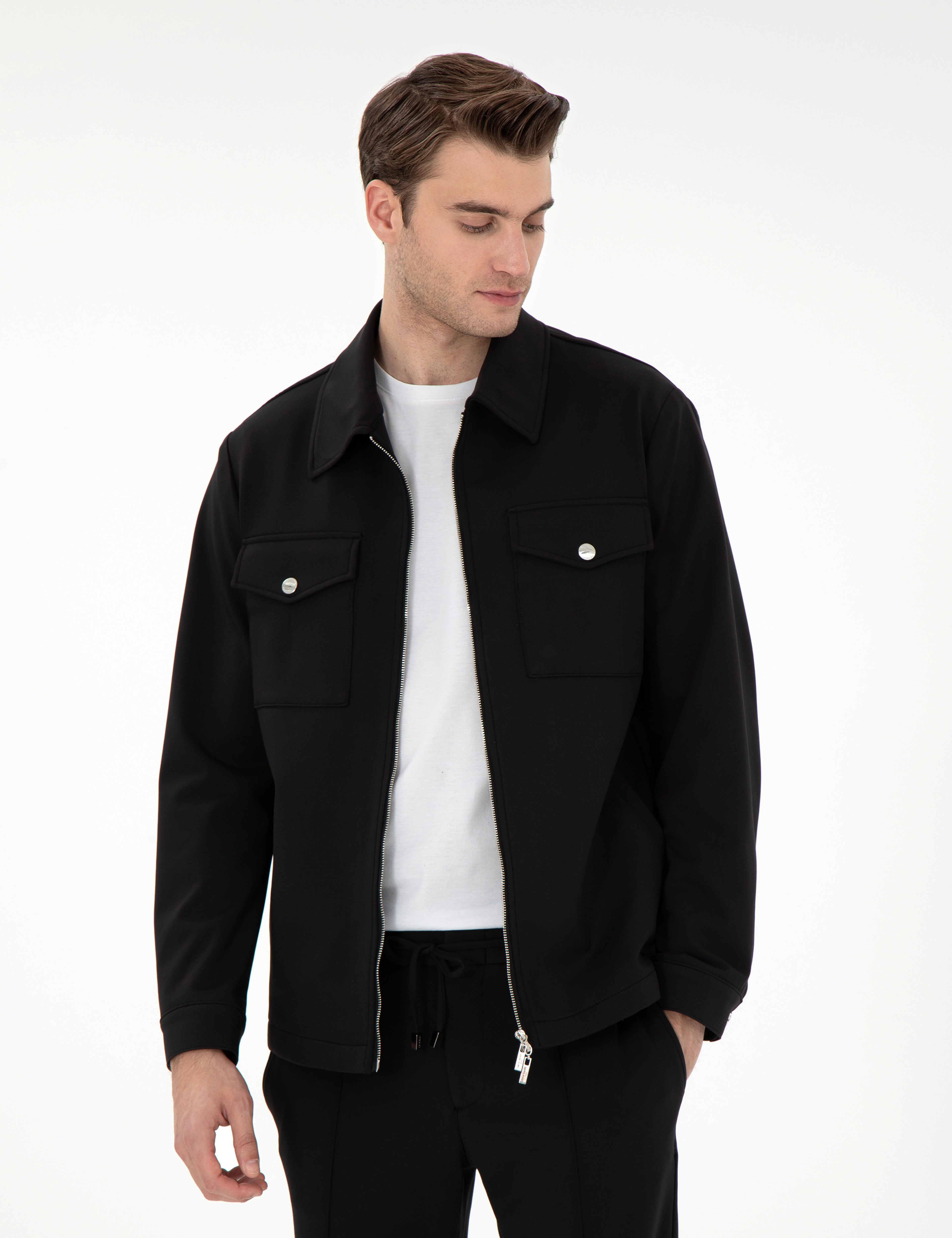 Siyah Regular Fit Ceket - Image 1