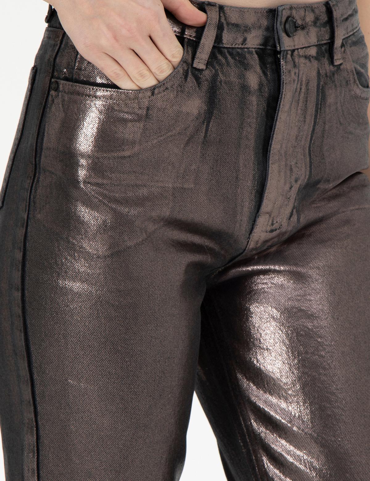 Parlak Antrasit Mom High Waist Fit Jean Pantolon - 50291405001