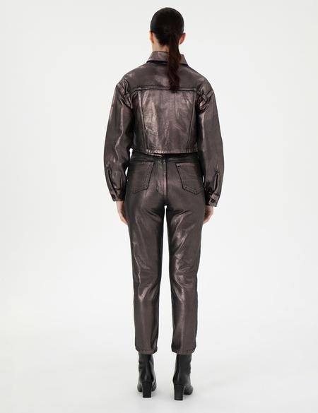 Parlak Antrasit Mom High Waist Fit Jean Pantolon - 50291405001