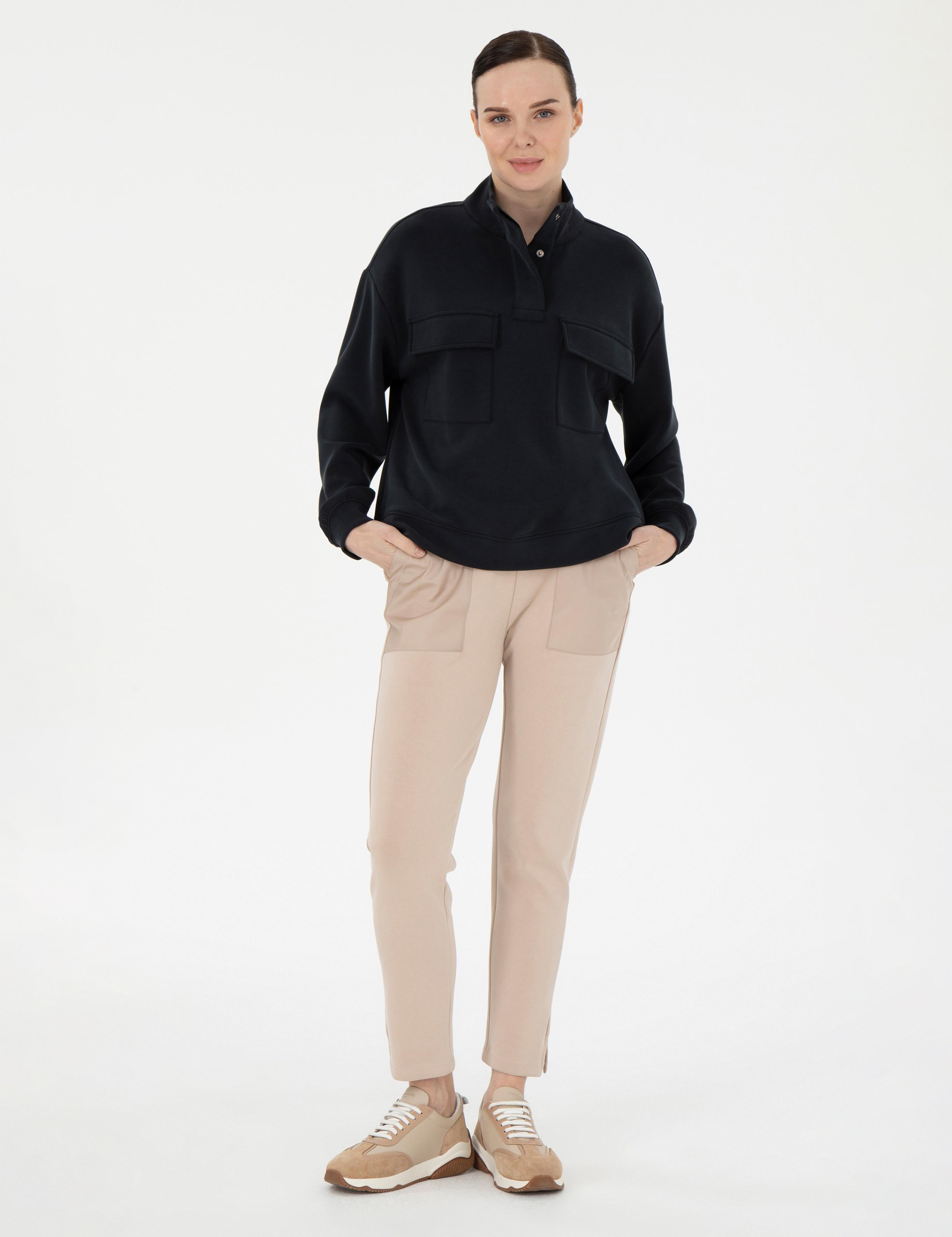 Siyah Comfort Fit Sweatshirt