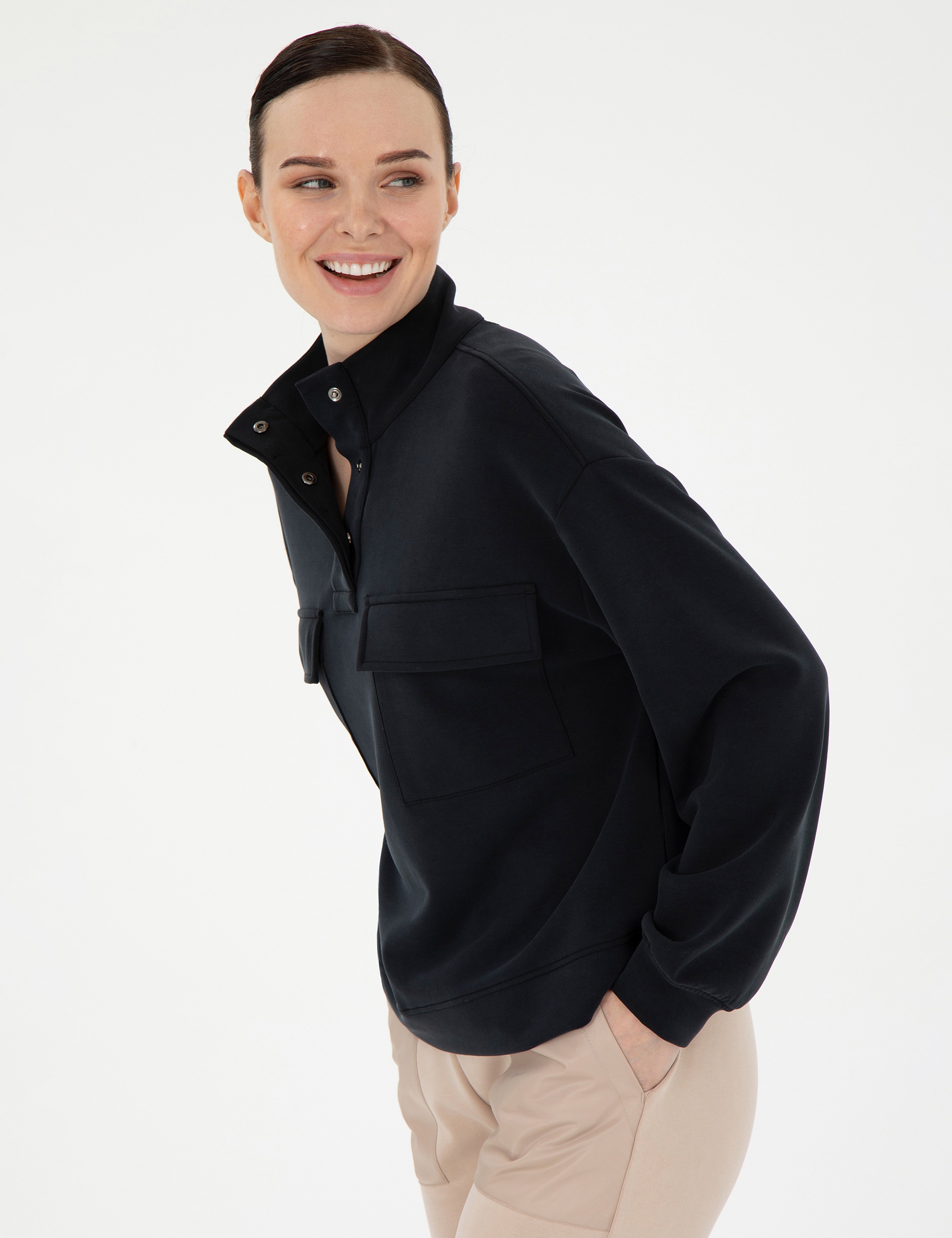 Siyah Comfort Fit Sweatshirt - Image 3