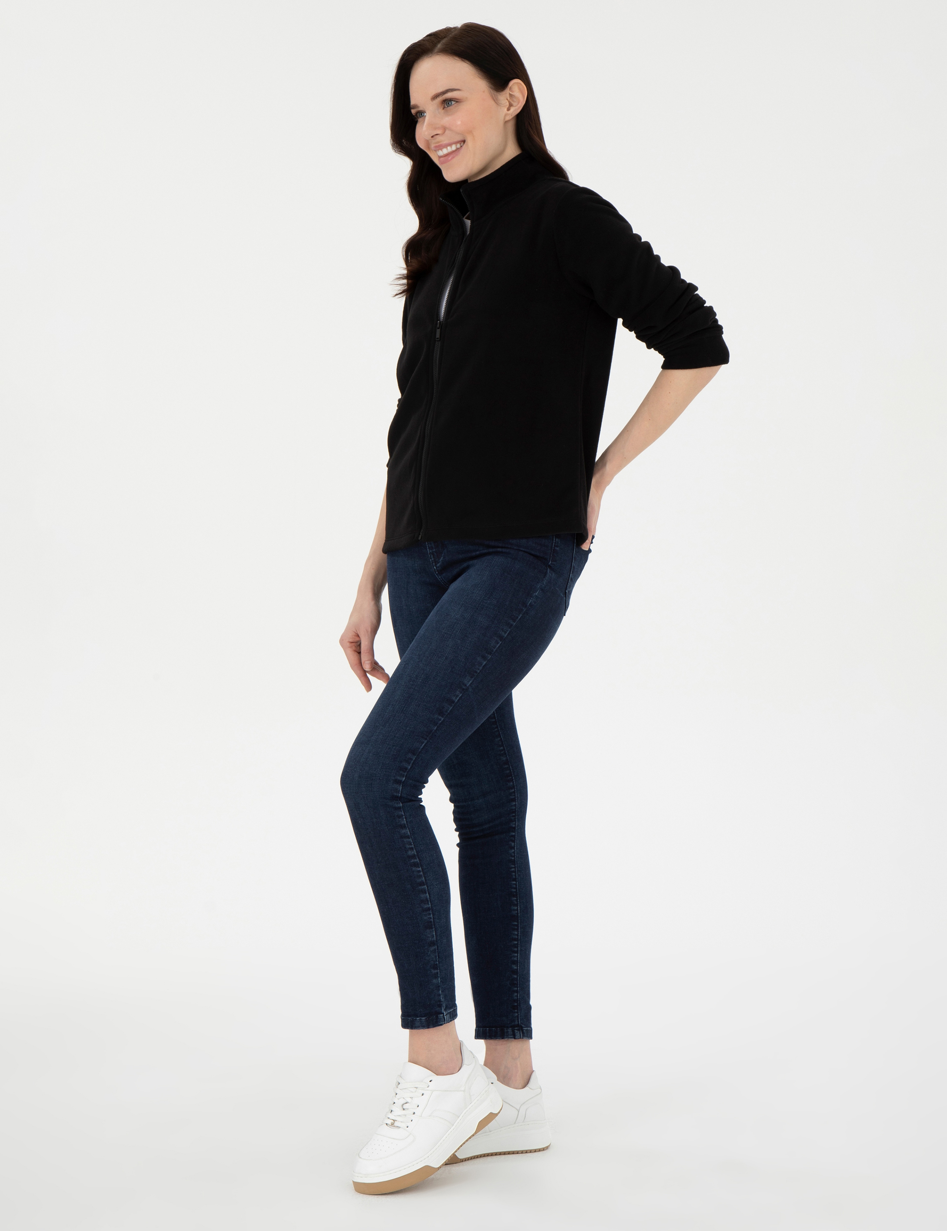 Siyah Comfort Fit Polar Hırka - Image 4