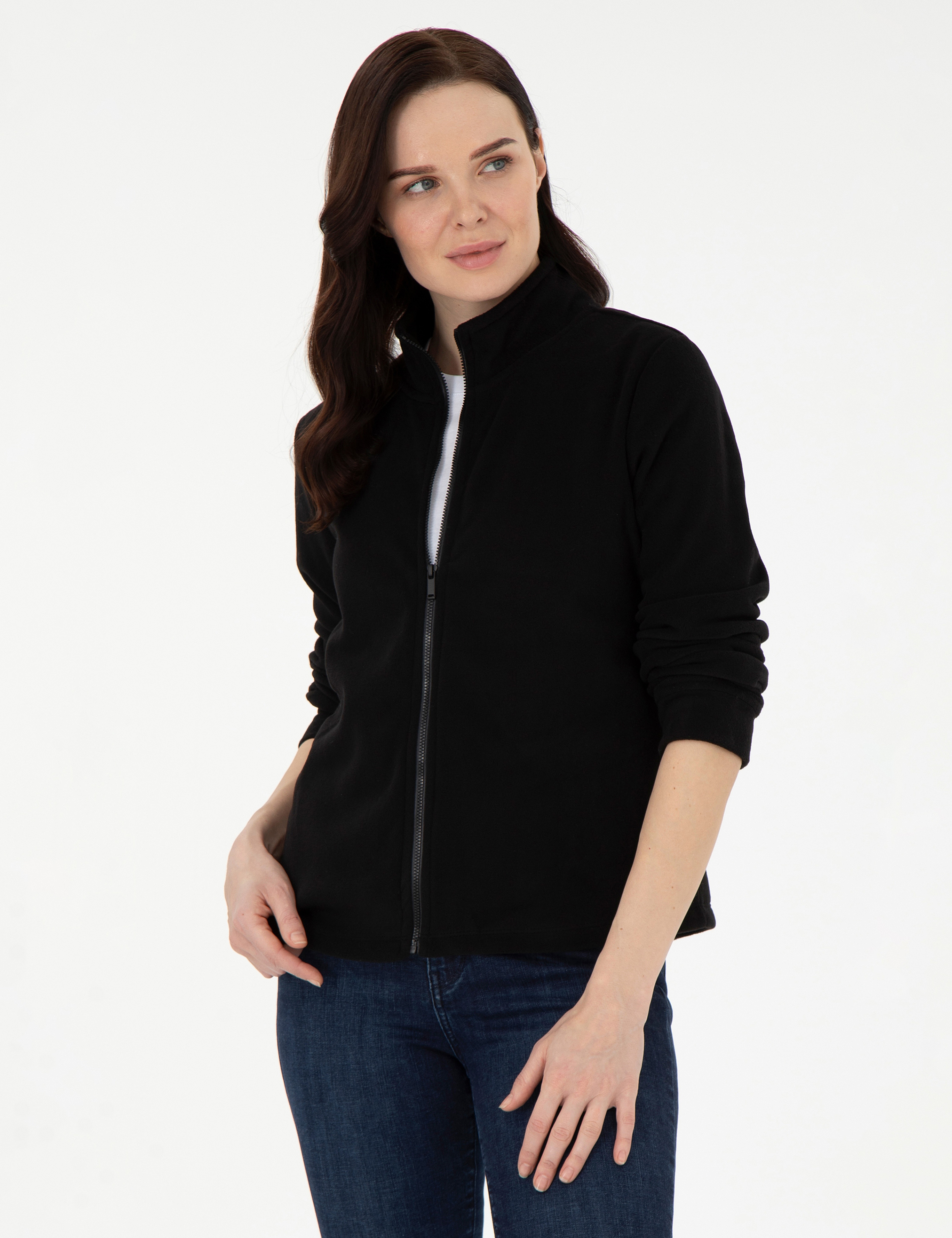 Siyah Comfort Fit Polar Hırka - Image 1