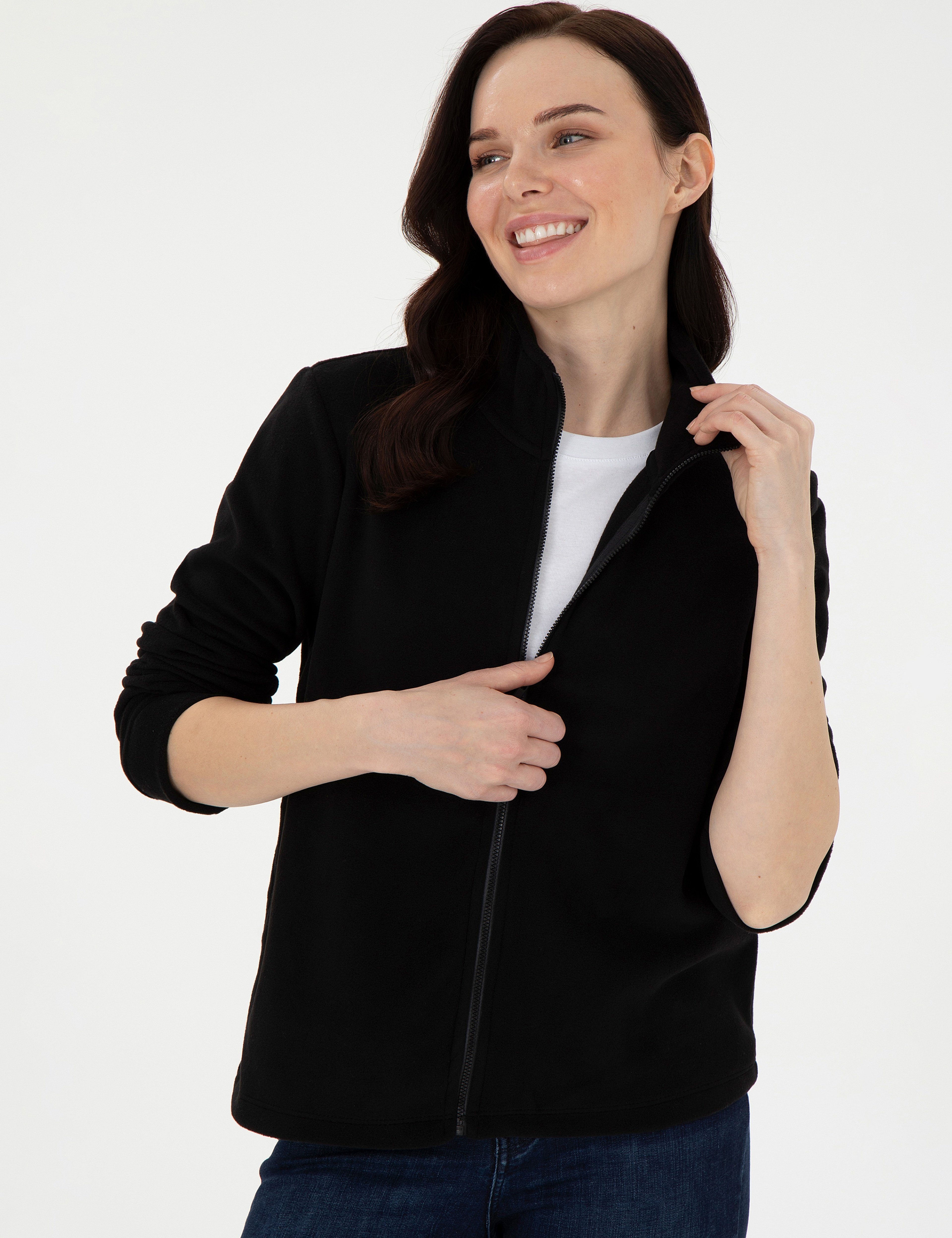 Siyah Comfort Fit Polar Hırka - Image 3