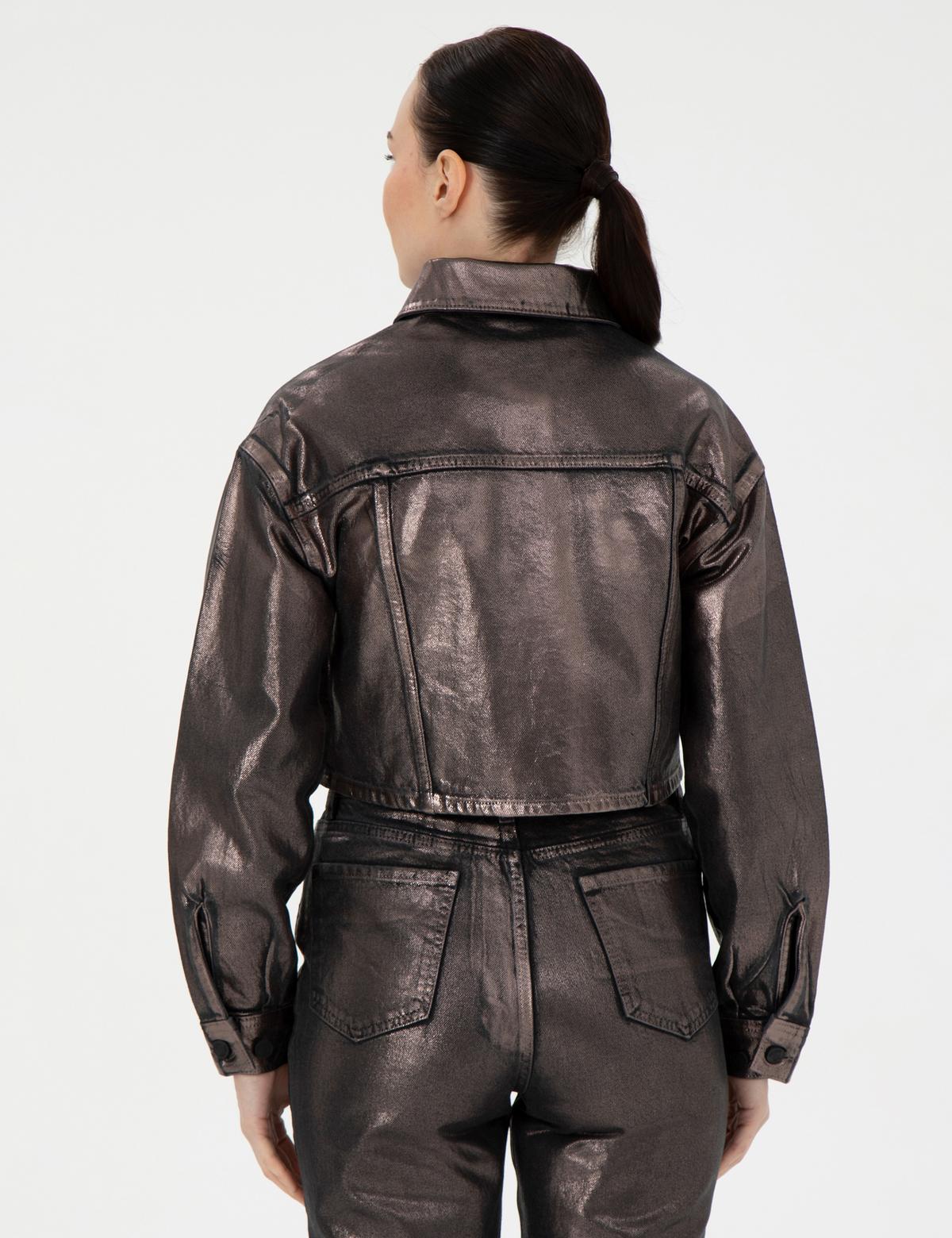 Antrasit Crop Top Jean Ceket - 50291403014