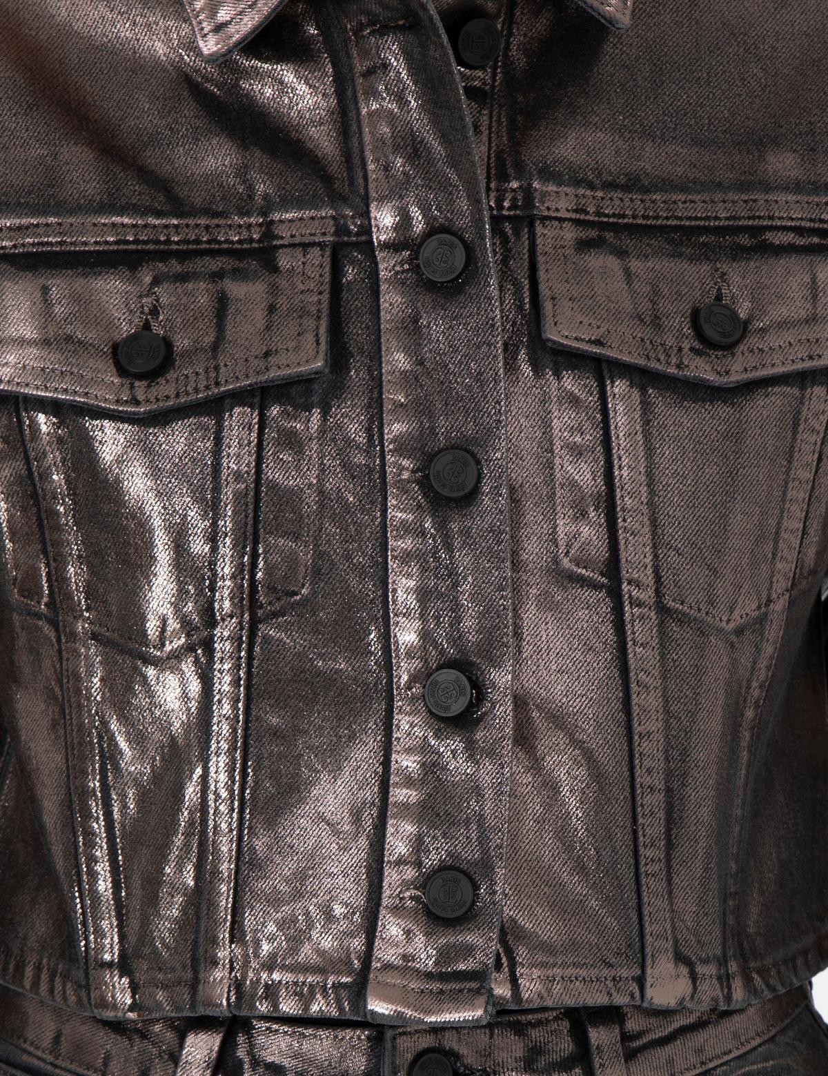 Antrasit Crop Top Jean Ceket - 50291403014