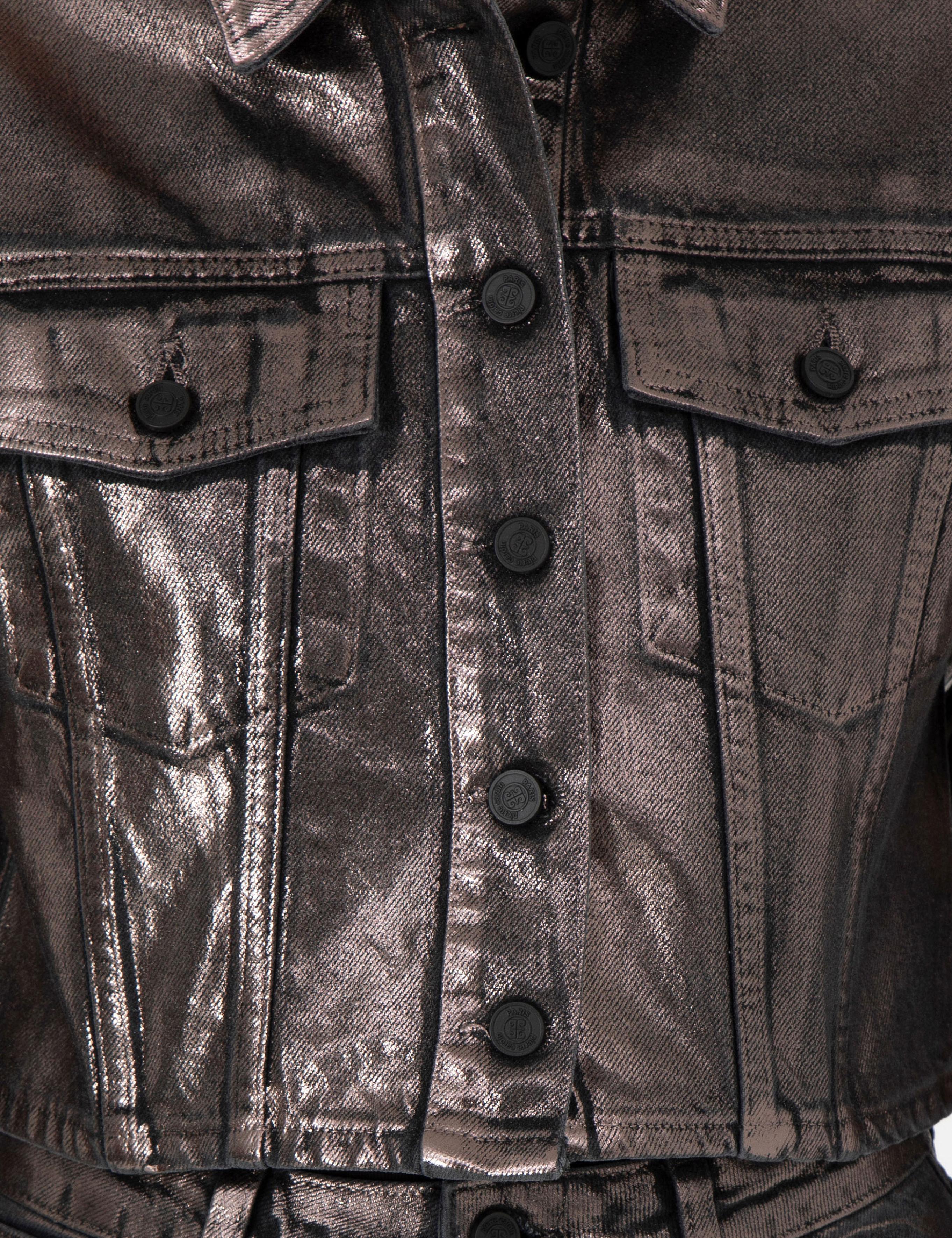 Antrasit Crop Top Jean Ceket