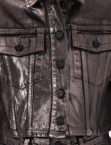 Antrasit Crop Top Jean Ceket