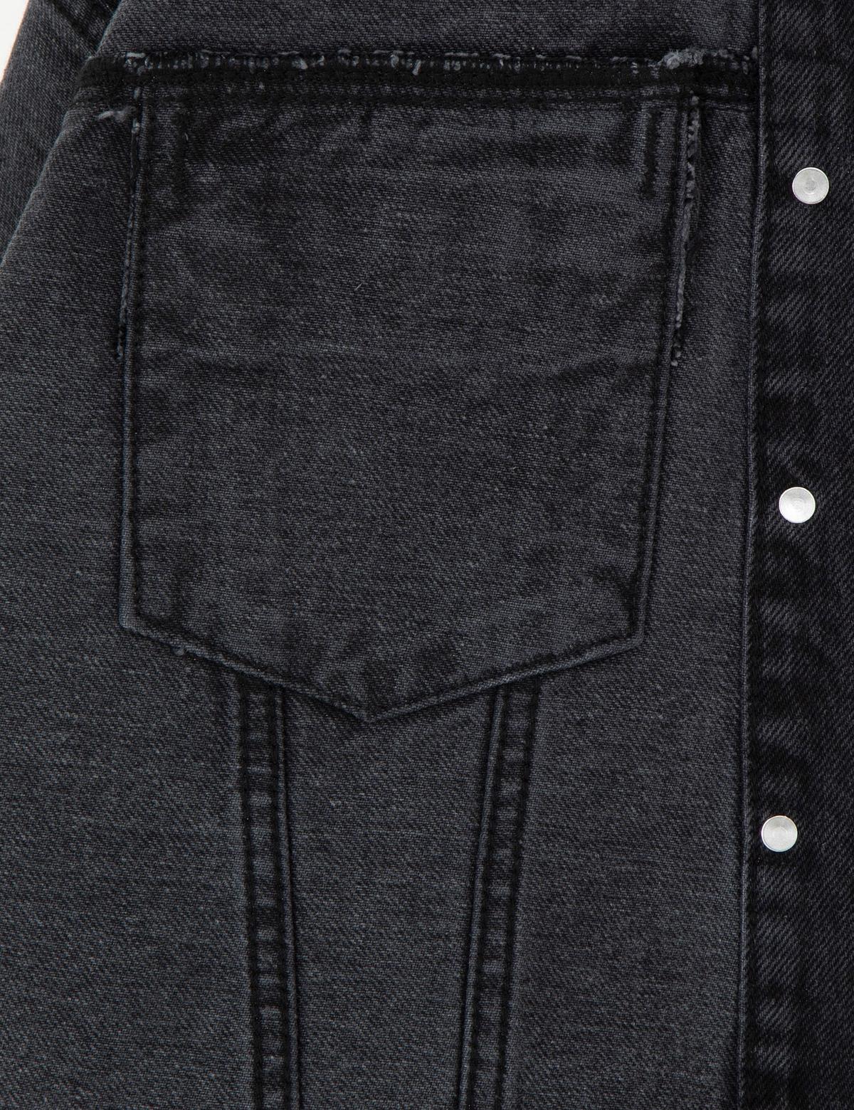 Antrasit Crop Top Jean Ceket - 50291403014