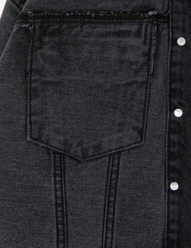 Antrasit Crop Top Jean Ceket
