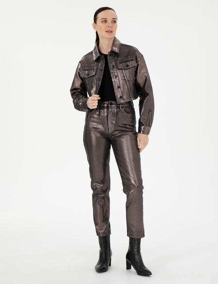 Antrasit Crop Top Jean Ceket - 50291403014