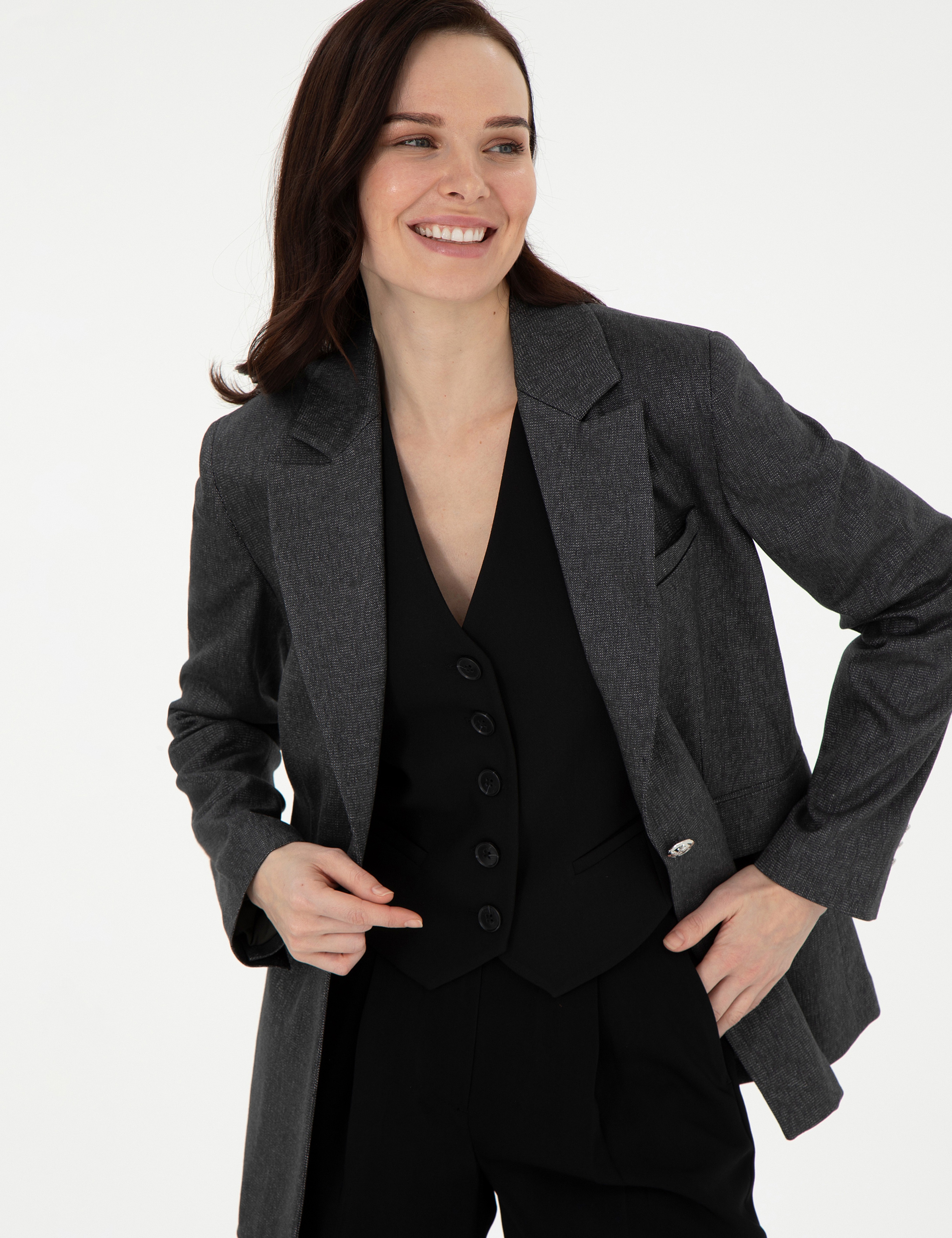 Antrasit Slim Fit Ceket - Image 3