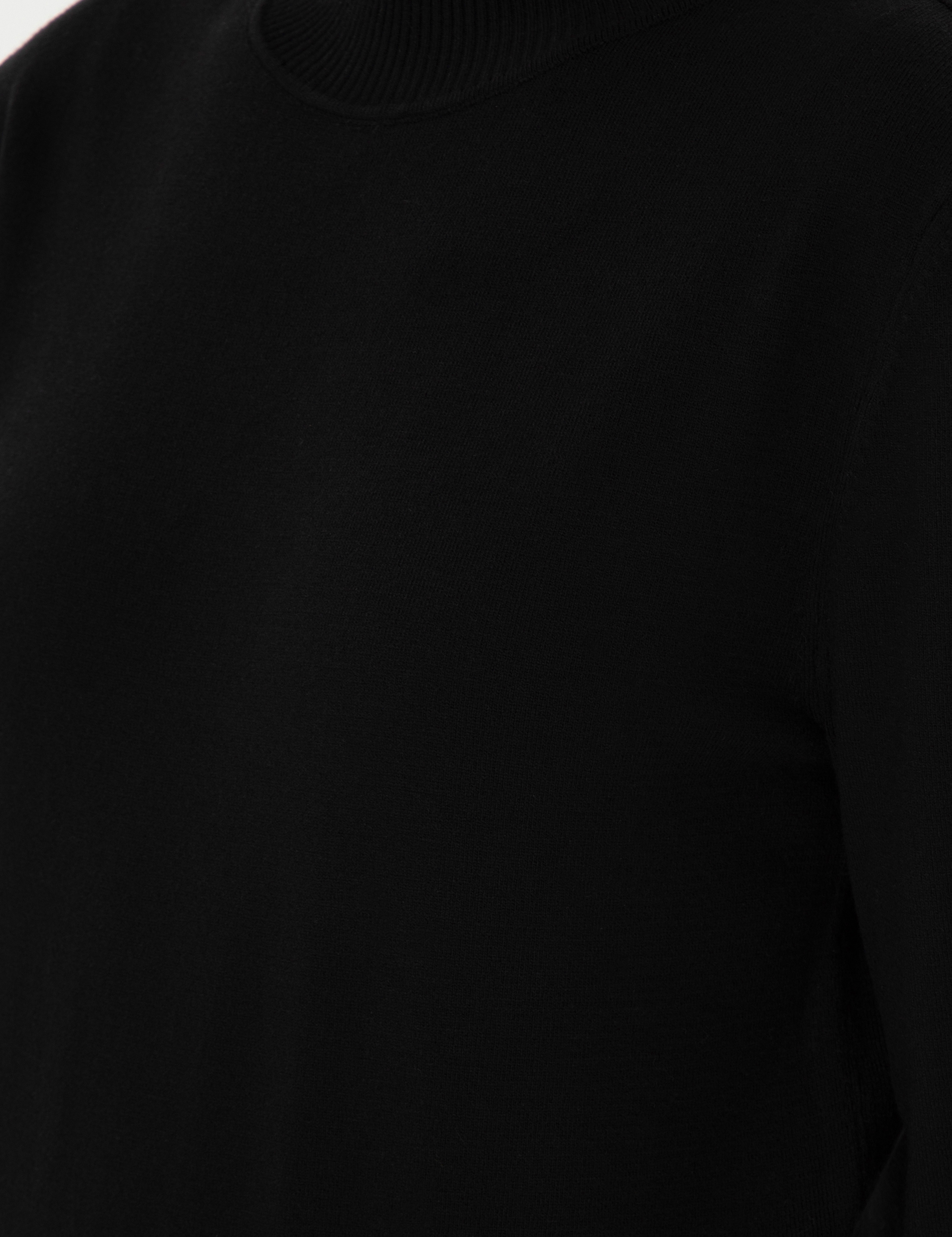 Siyah Slim Fit Yarım Balıkçı Yaka Basic Kazak - Image 7