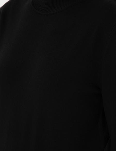 Siyah Slim Fit Yarım Balıkçı Yaka Basic Kazak - 50290578035