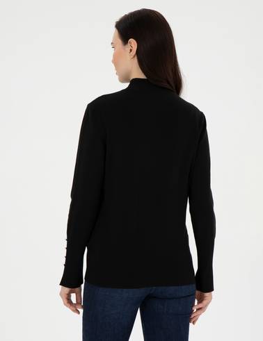 Siyah Slim Fit Yarım Balıkçı Yaka Basic Kazak