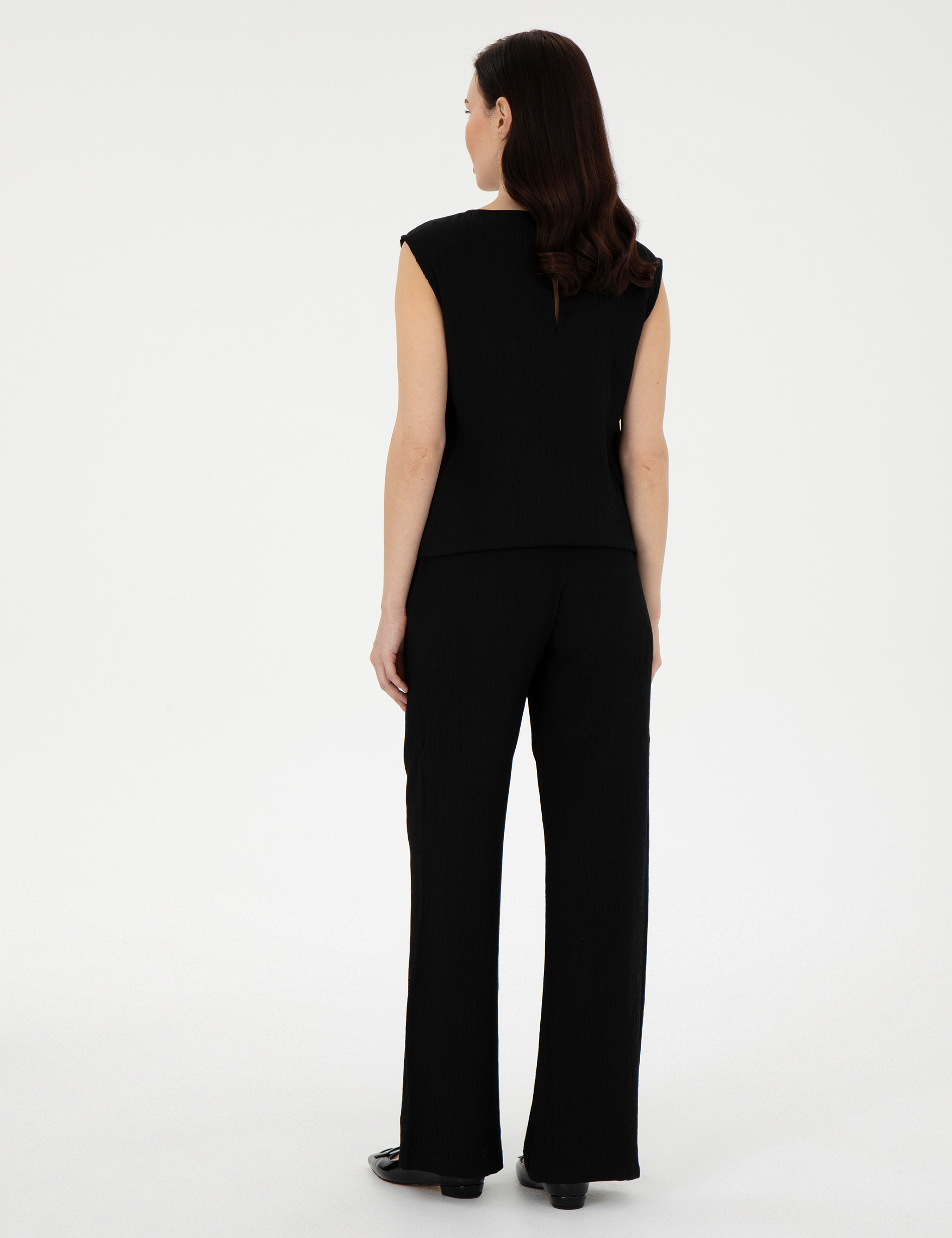 Siyah Yüksek Bel Loose Fit Pantolon - Image 4