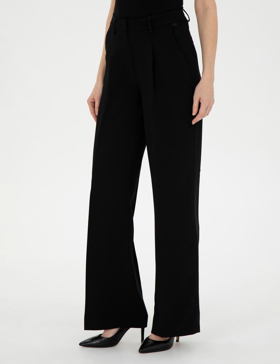 Siyah Palazzo Kumaş Pantolon