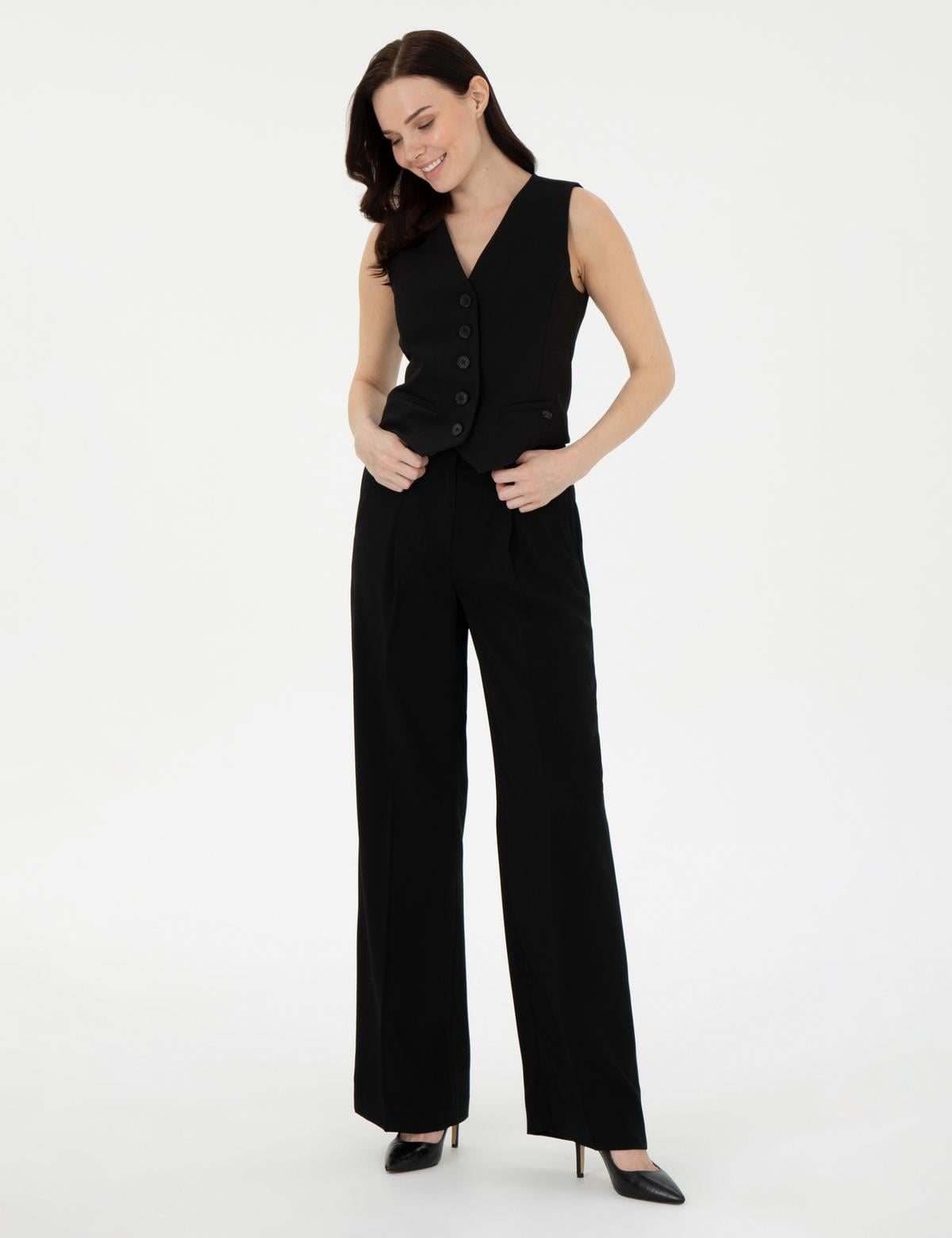 Siyah Palazzo Kumaş Pantolon - 50290384034